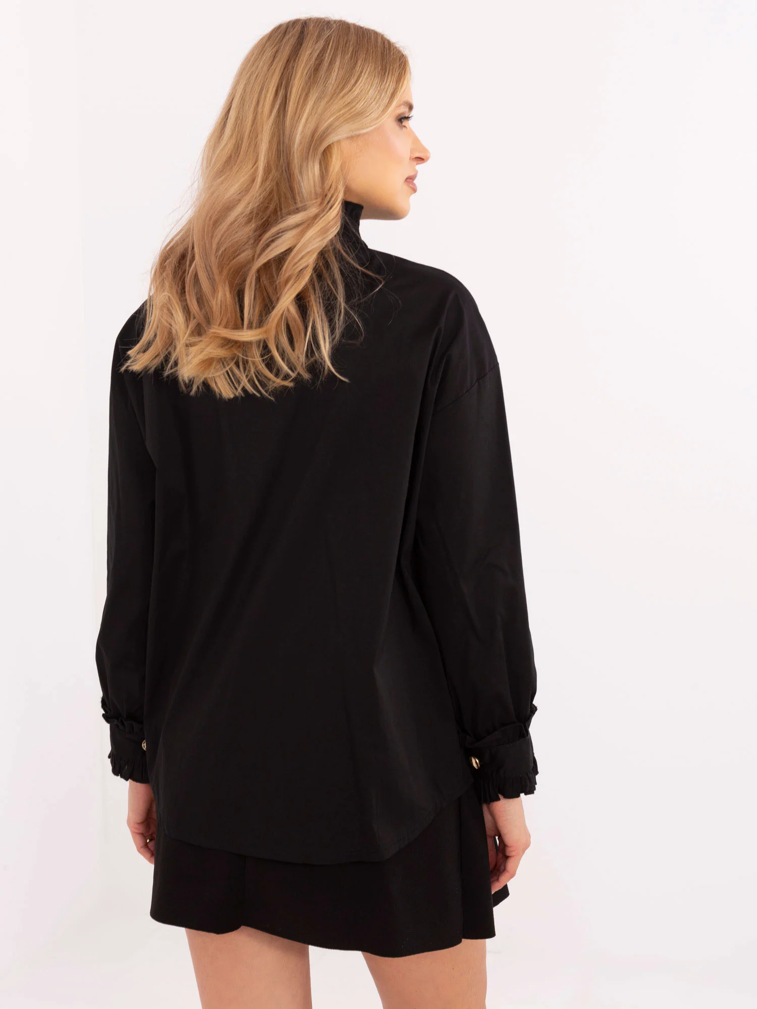 Camasa Dama Elegant, Guler inalt, ITALY MODA, Negru Eleganta Office - imagine 5