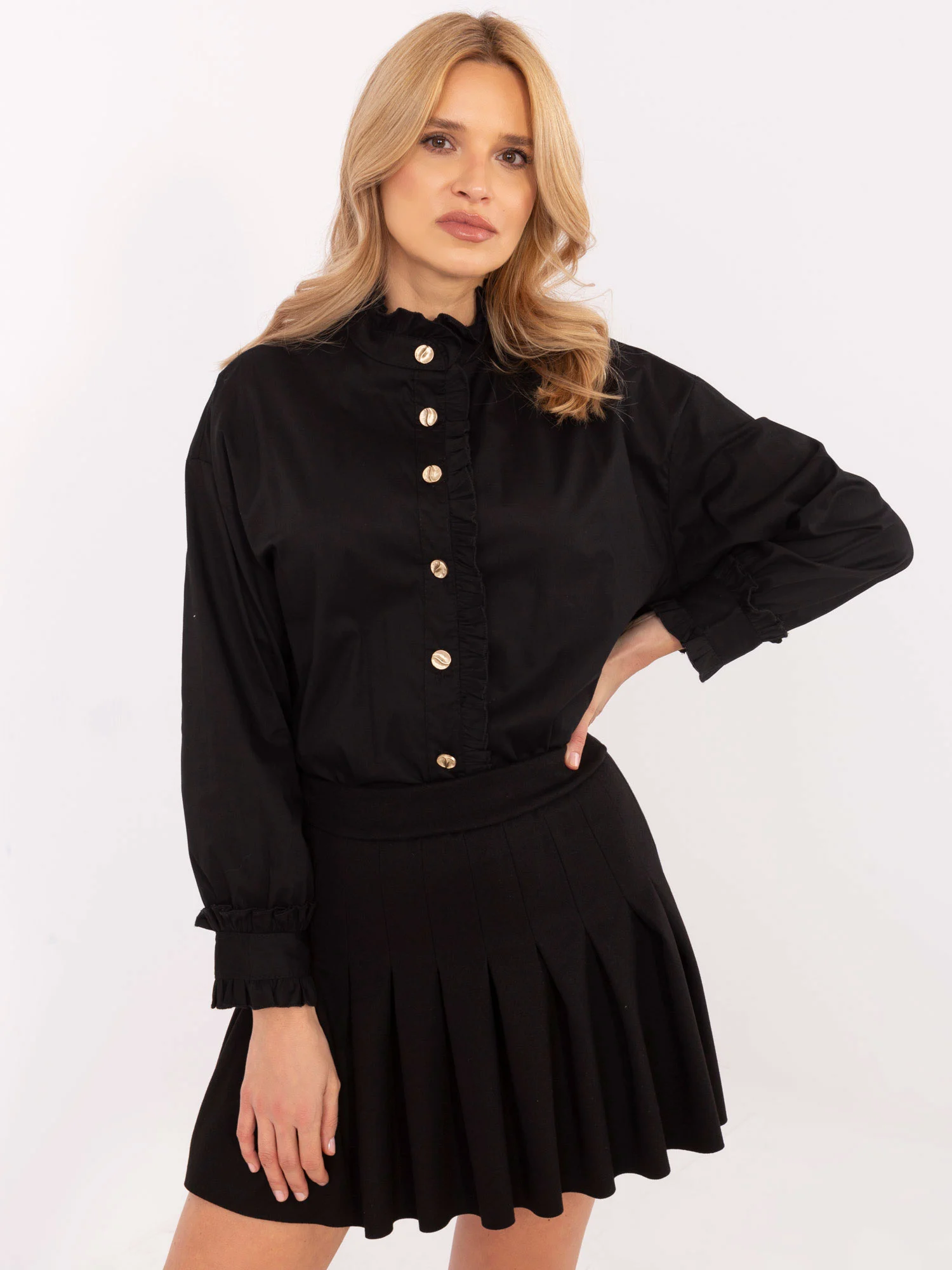Camasa Dama Elegant, Guler inalt, ITALY MODA, Negru Eleganta Office - imagine 4