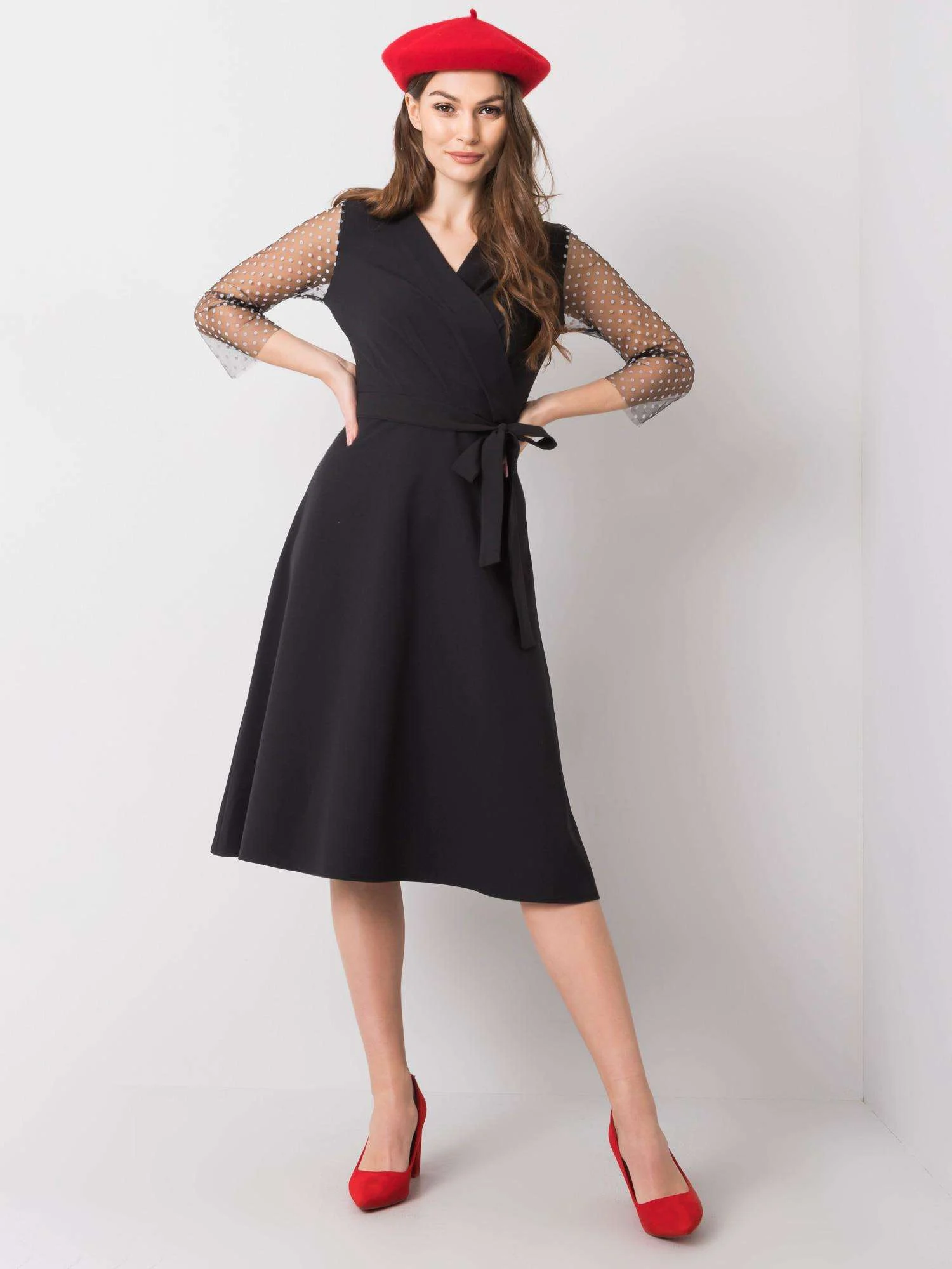 Rochie Dama Midi, Buline, LAKERTA, Negru de Ocazie Nunta - imagine 4