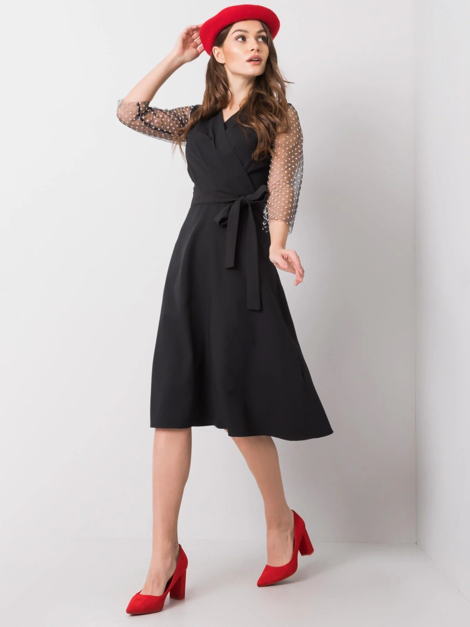 Rochie Dama Midi, Buline, LAKERTA, Negru de Ocazie Nunta - imagine 2