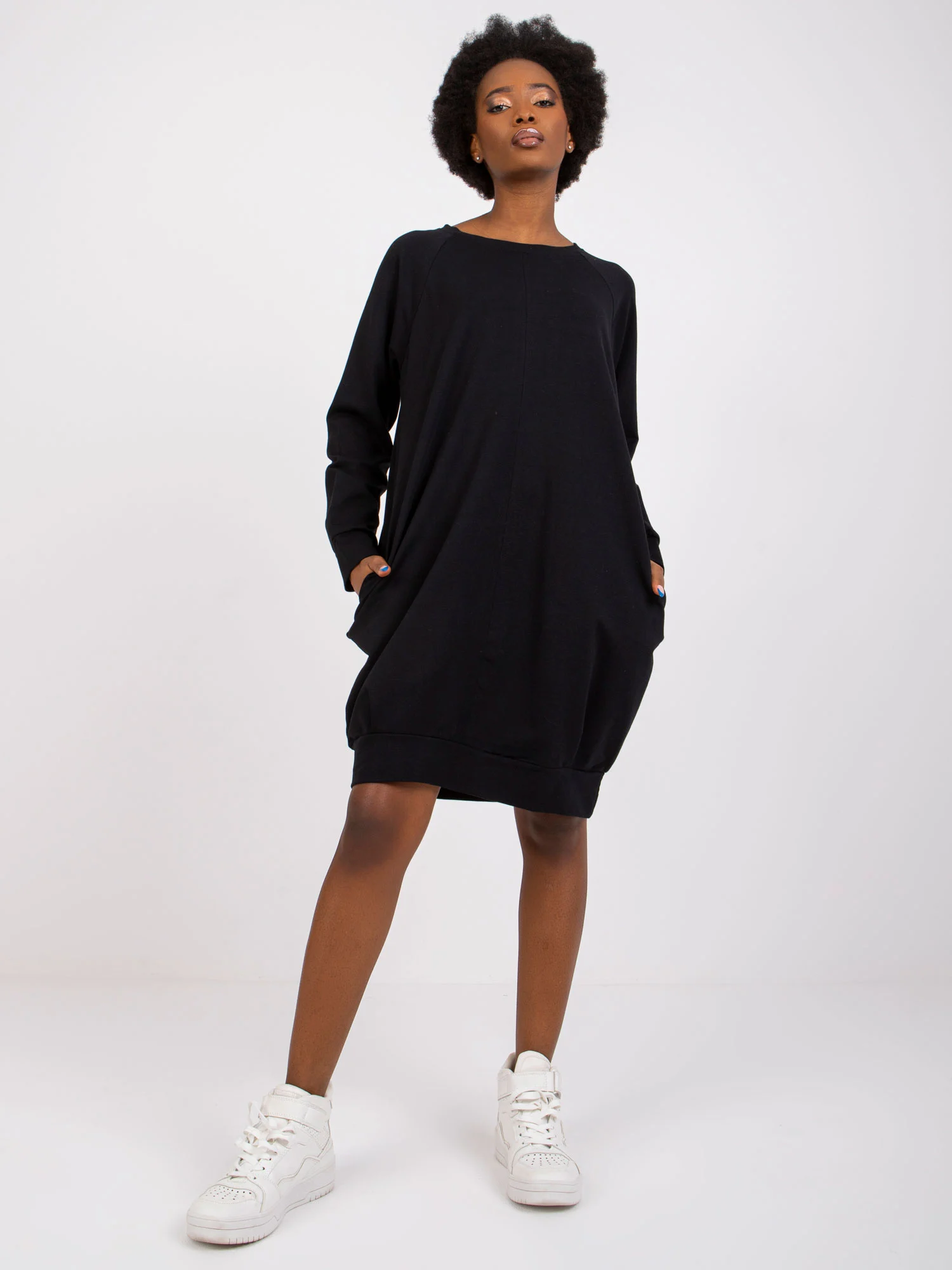 Rochie Dama Maxi, Oversize, BASIC FEEL GOOD, Negru Casual - Image 3