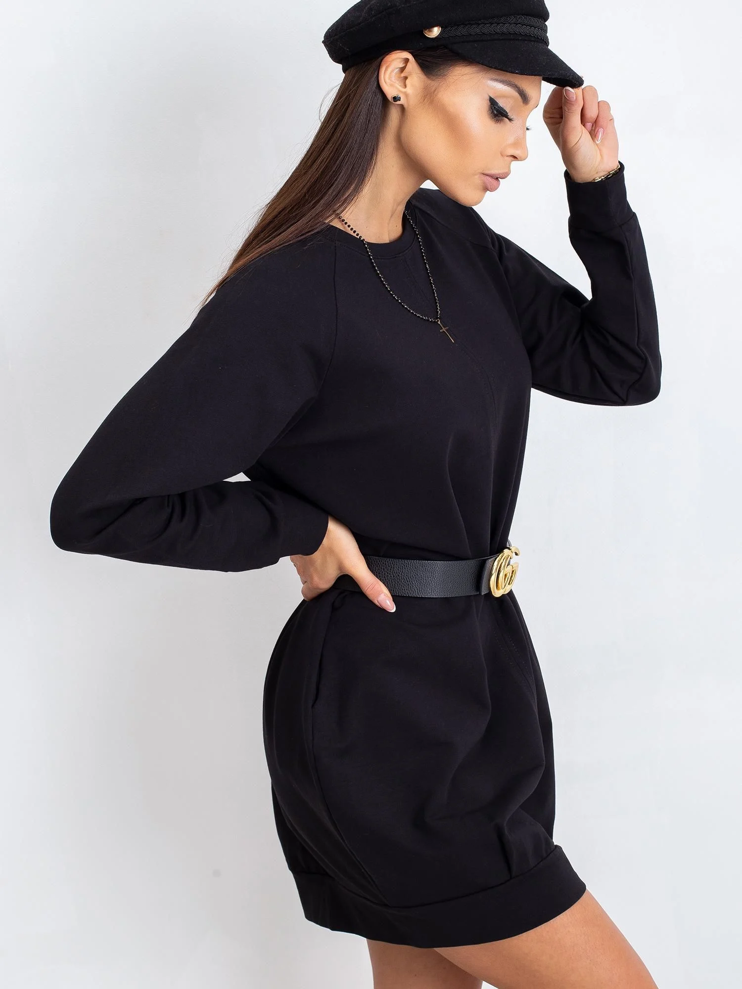 Rochie Dama Maxi, Oversize, BASIC FEEL GOOD, Negru Casual - Image 5