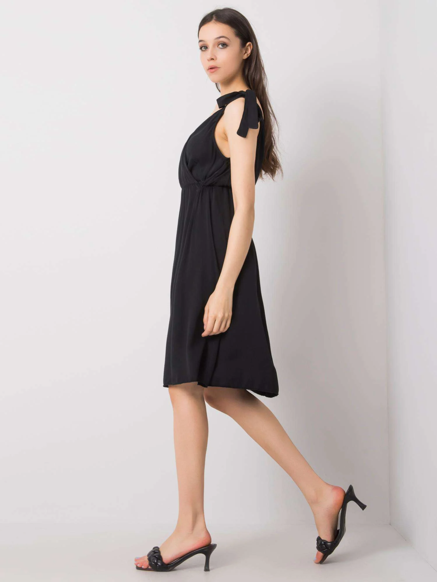 Rochie Dama Mini, Decolteu in V, Och Bella, Negru Casual - Image 4
