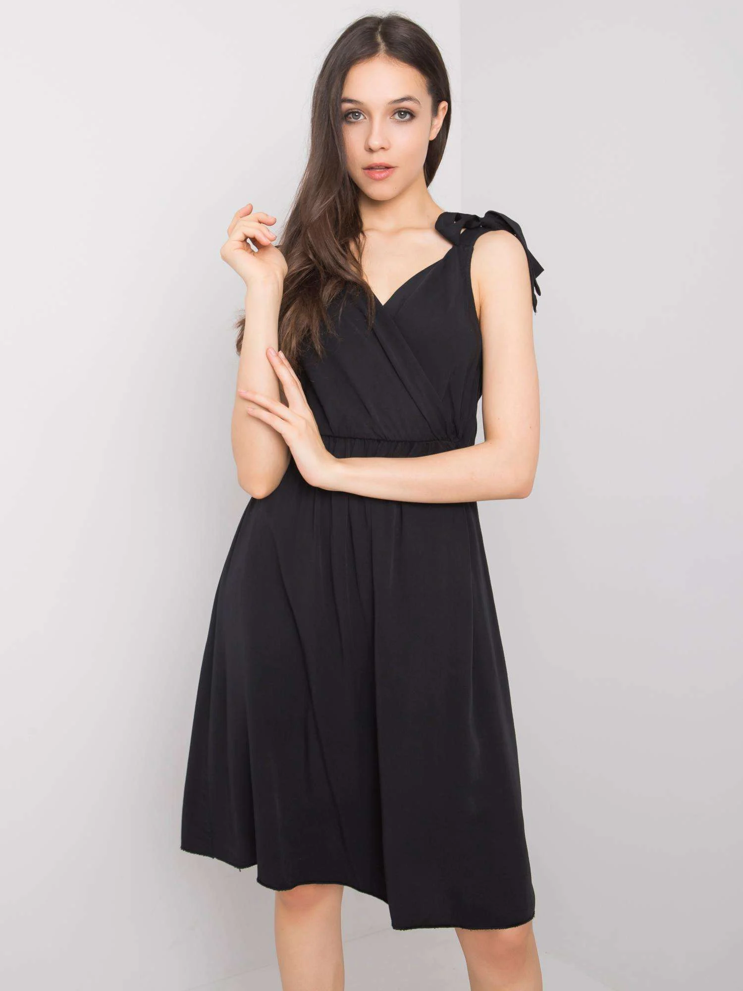 Rochie Dama Mini, Decolteu in V, Och Bella, Negru Casual - Image 2