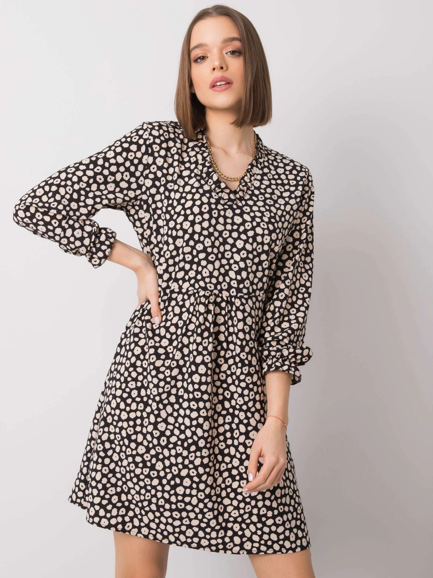 Rochie Dama Mini, Animal print, RUE PARIS, Bej Eleganta Office - Image 2