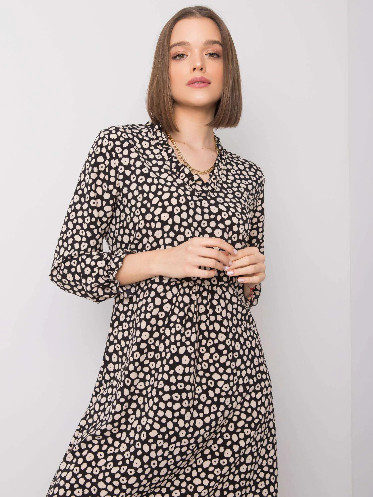 Rochie Dama Mini, Animal print, RUE PARIS, Bej Eleganta Office - Image 5