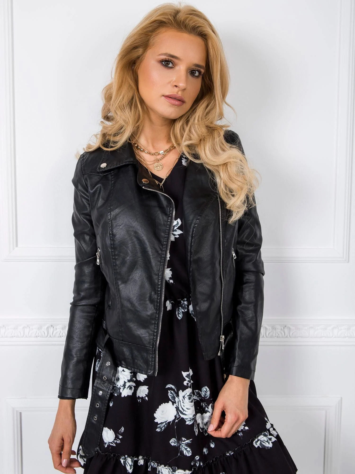 Rochie Dama Mini, Floral, LAKERTA, Negru Eleganta Office - Image 2