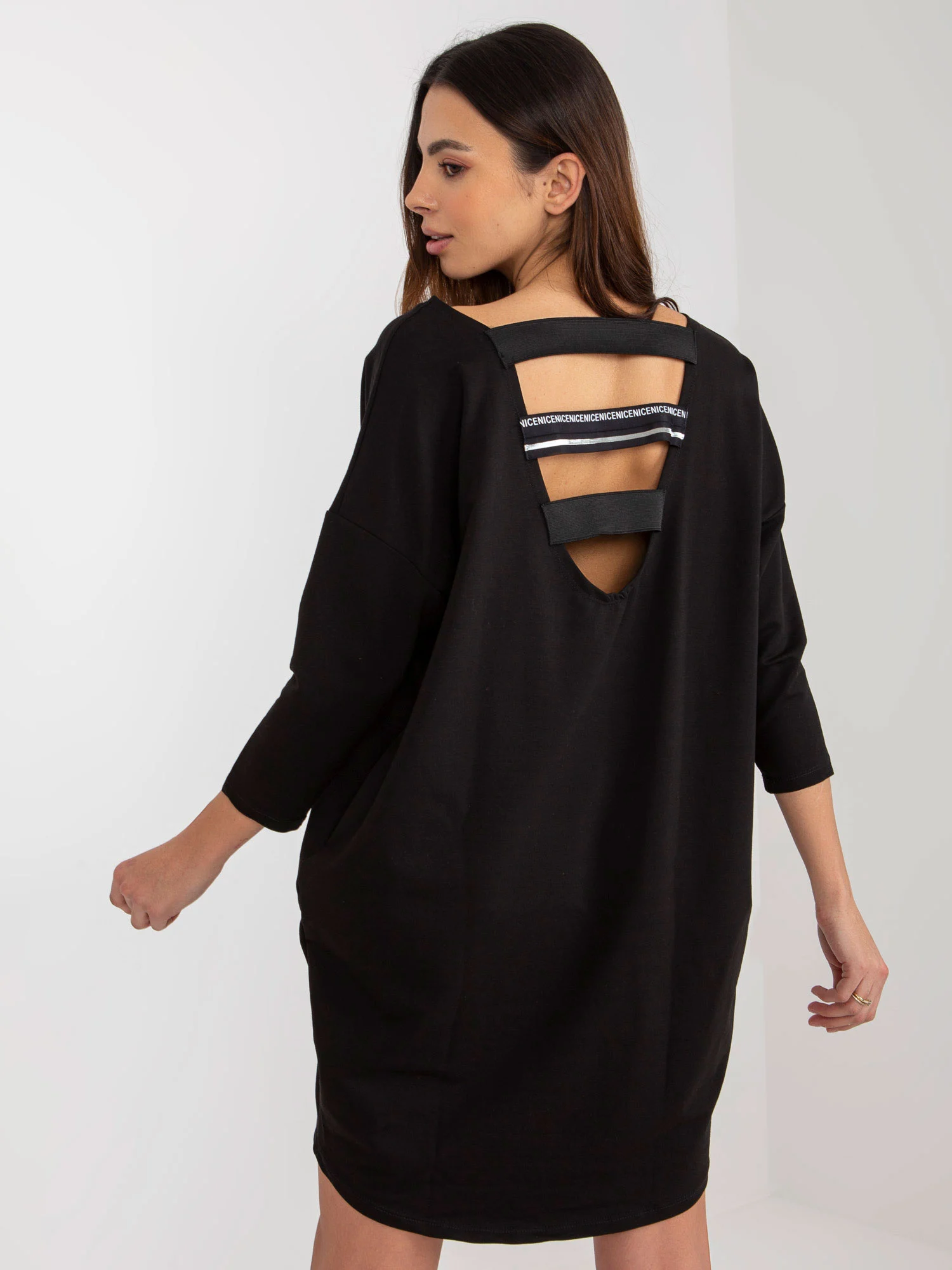 Tunica Dama Maxi, Oversize, Lily Rose, Negru - imagine 3