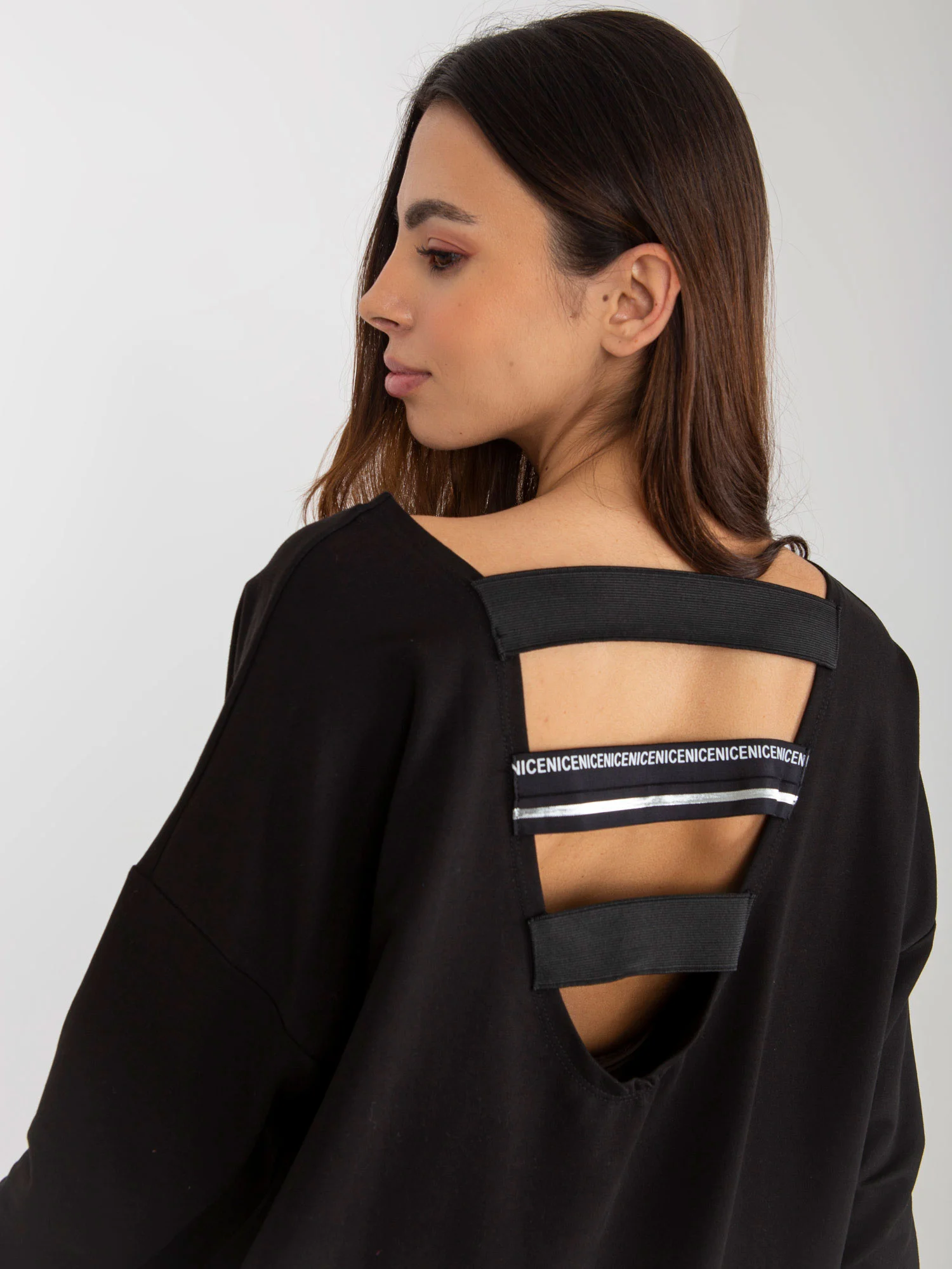 Tunica Dama Maxi, Oversize, Lily Rose, Negru - imagine 4