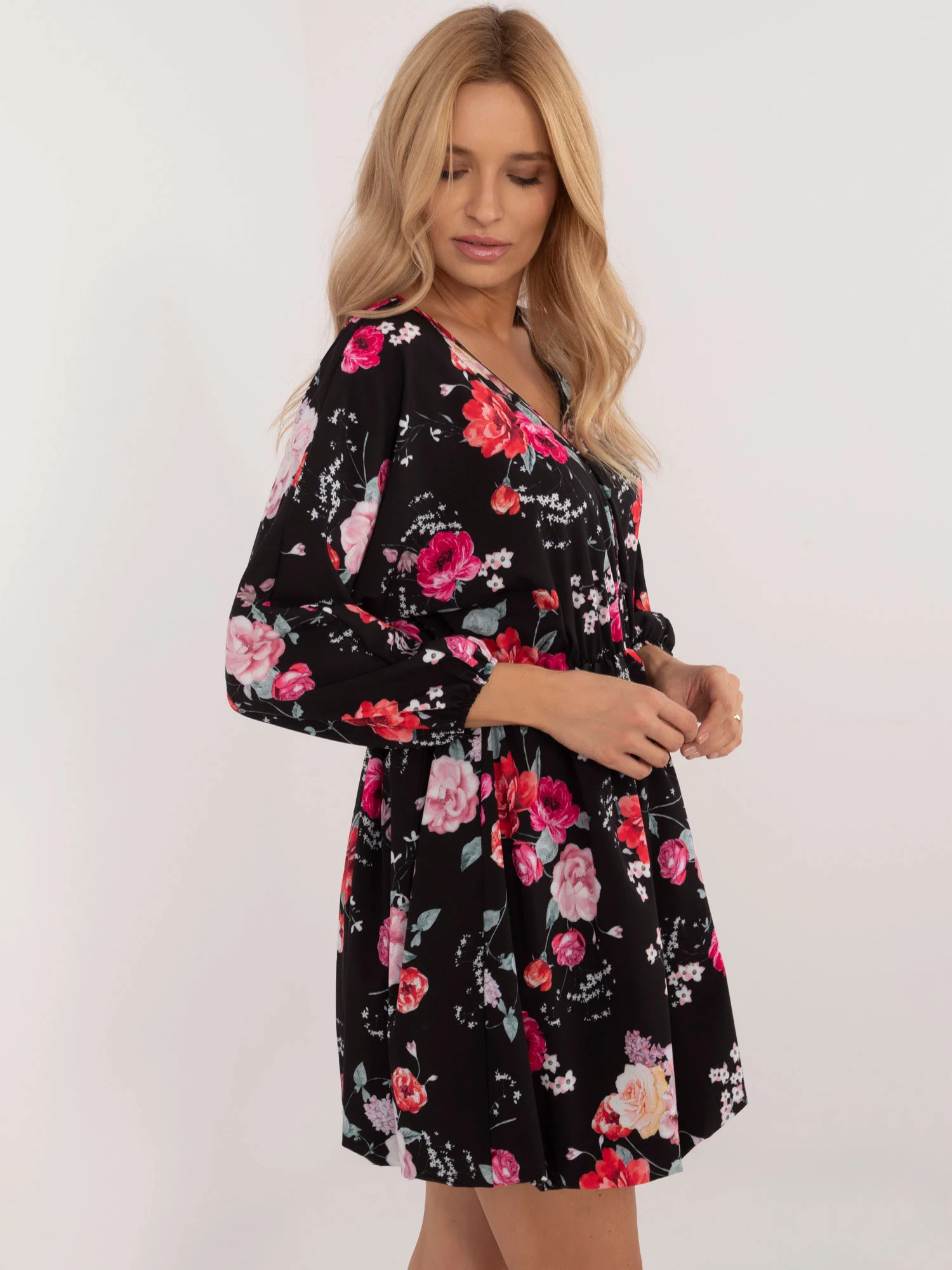 Rochie Dama Maxi, Floral, ITALY MODA, Rosu Eleganta Office - Image 5