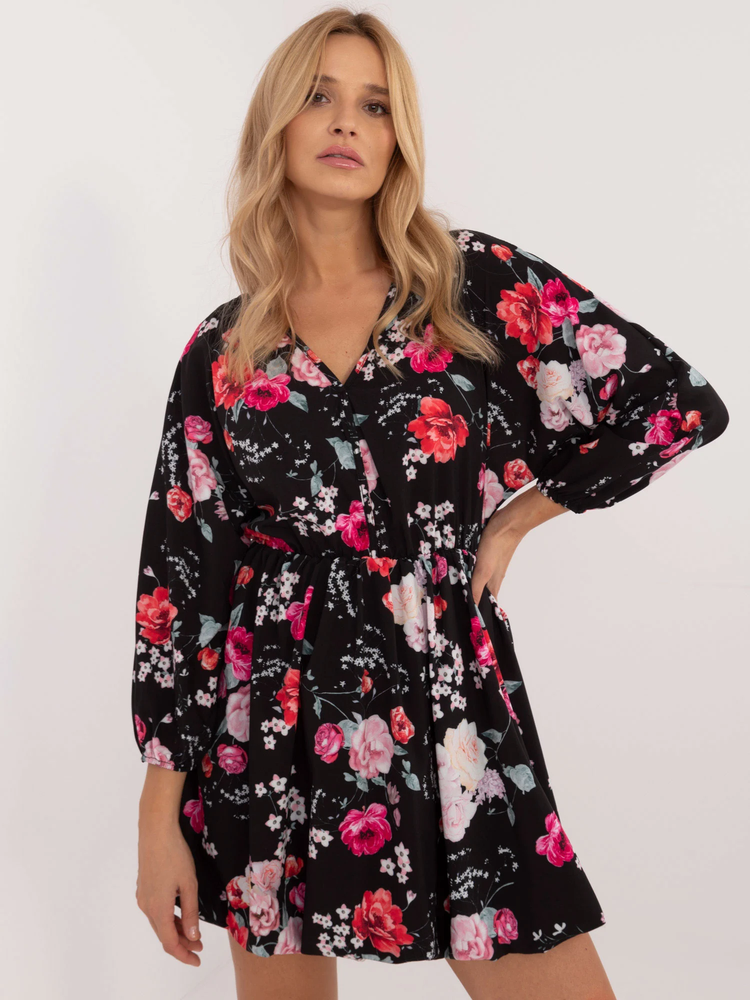 Rochie Dama Maxi, Floral, ITALY MODA, Rosu Eleganta Office - Image 4