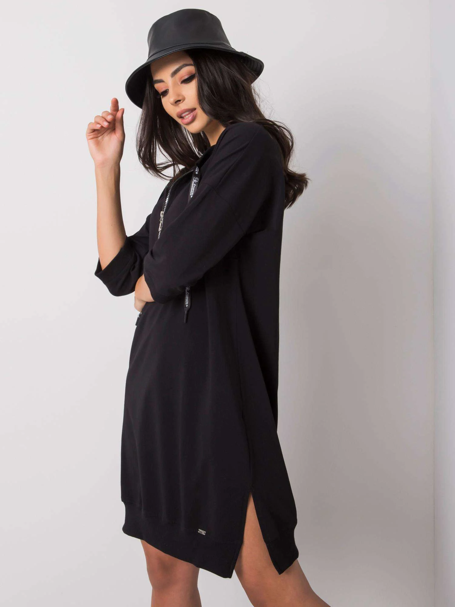 Rochie Dama Midi, Decolteu rotund, RELEVANCE, Negru Eleganta Office - Image 2