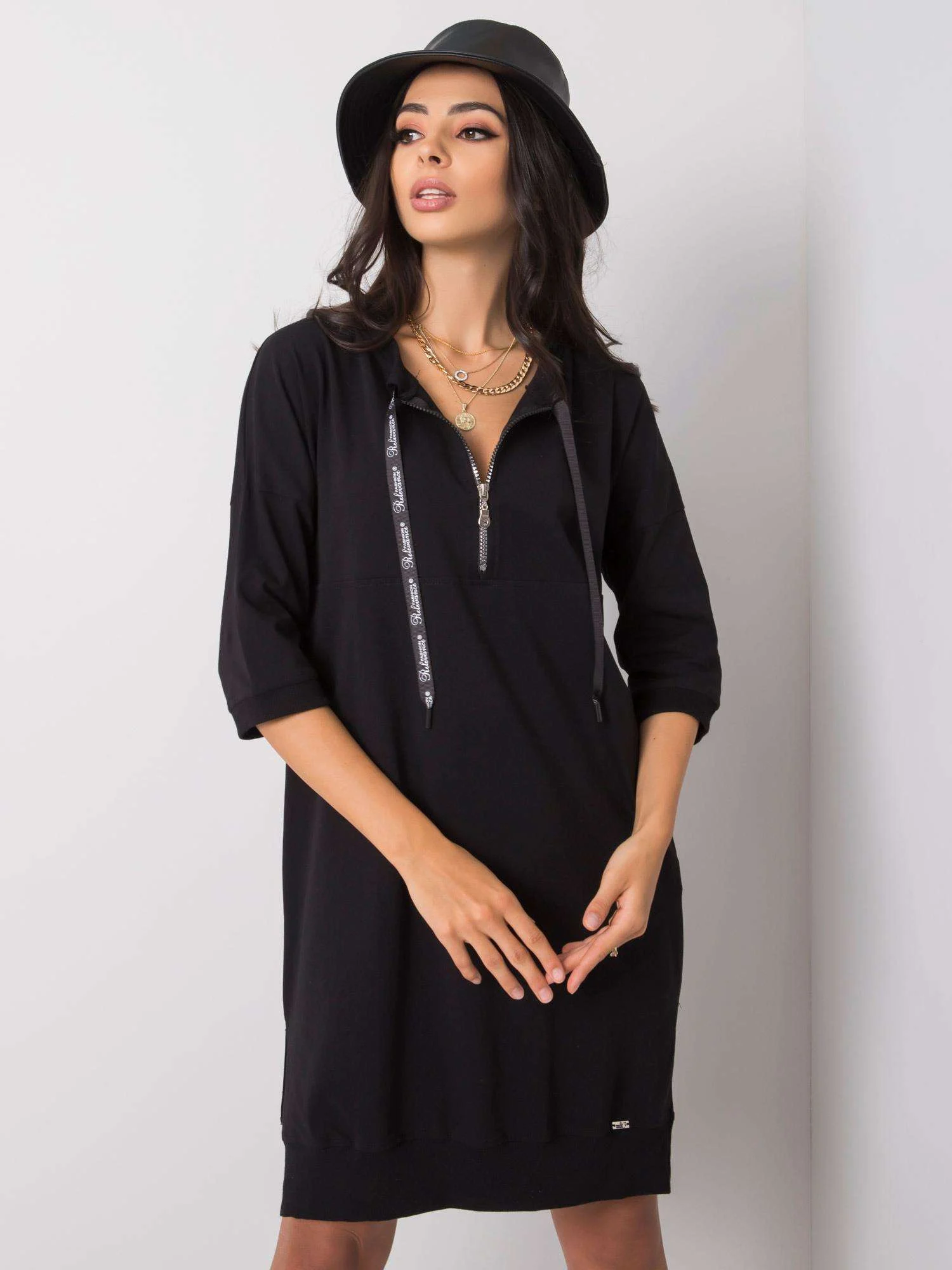 Rochie Dama Midi, Decolteu rotund, RELEVANCE, Negru Eleganta Office - Image 4