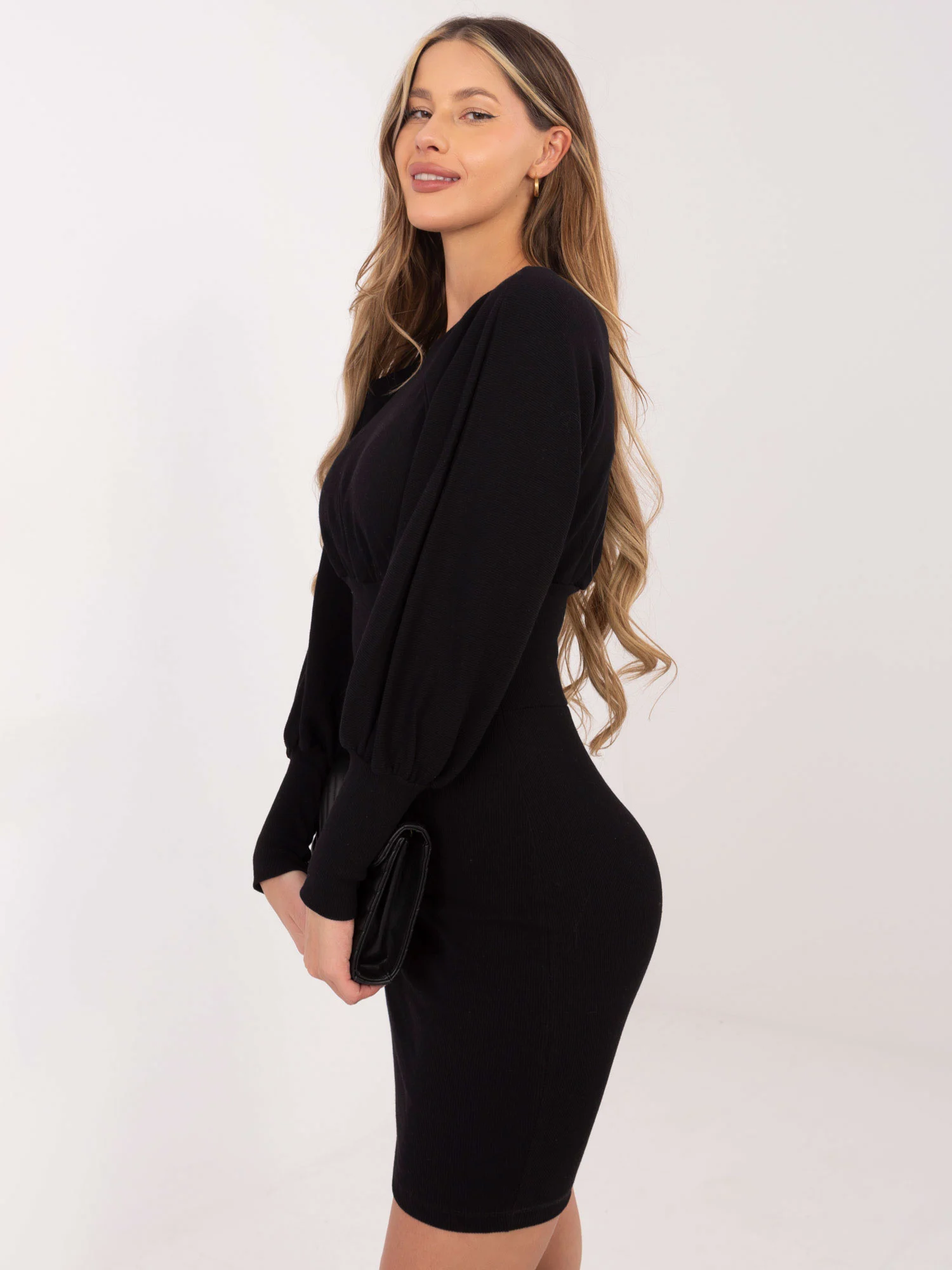 Rochie Dama Maneca lunga, Dungi, RUE PARIS, Negru Eleganta Office - Image 6