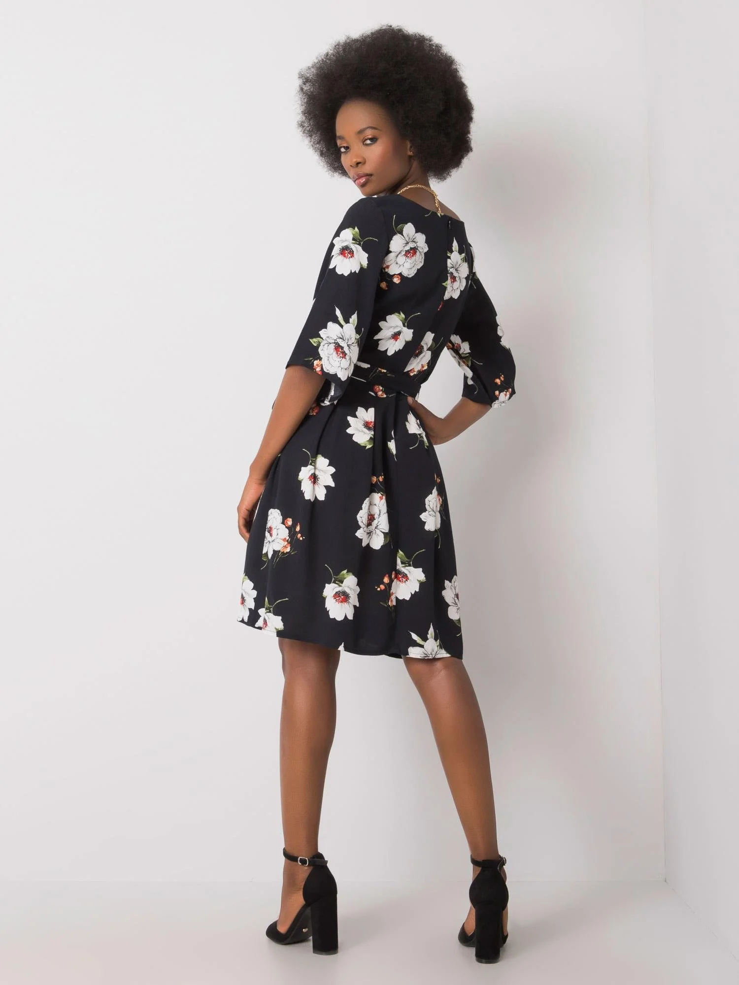 Rochie Dama Mini, Floral, LAKERTA, Alb Eleganta Office - imagine 2