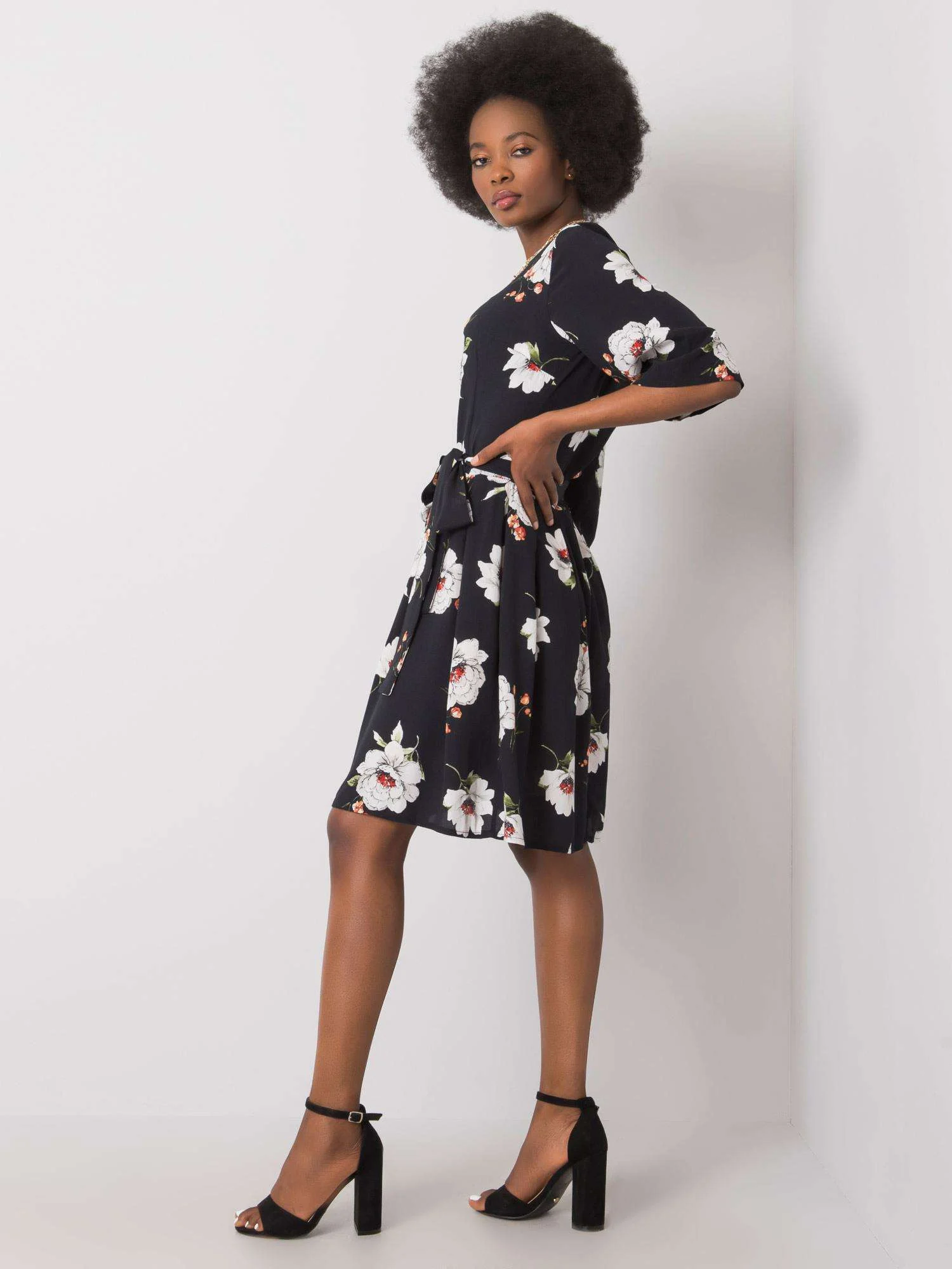 Rochie Dama Mini, Floral, LAKERTA, Alb Eleganta Office - imagine 4