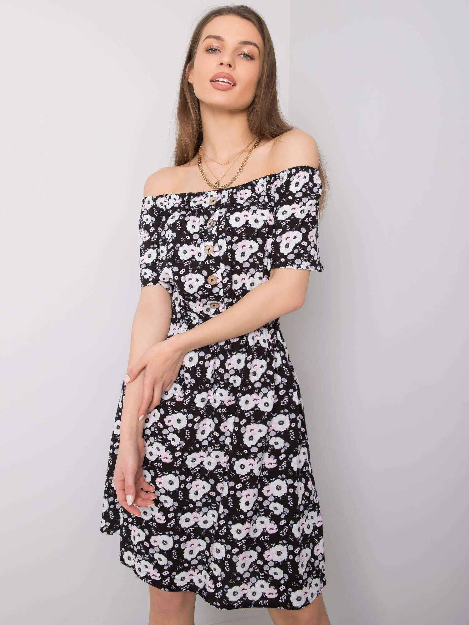 Rochie Dama Mini, Floral, Sublevel, Alb de Vara - imagine 4