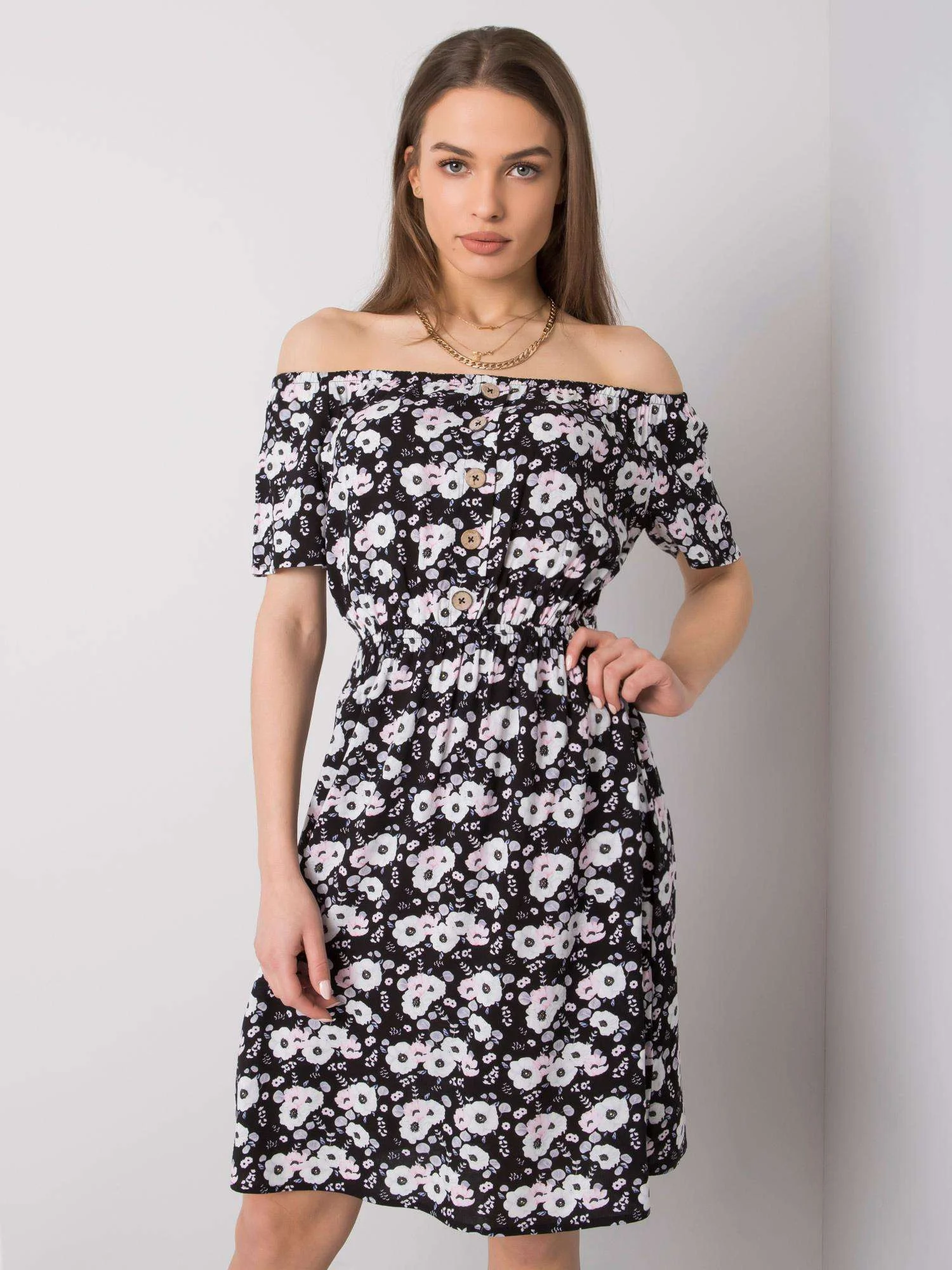 Rochie Dama Mini, Floral, Sublevel, Alb de Vara - imagine 2