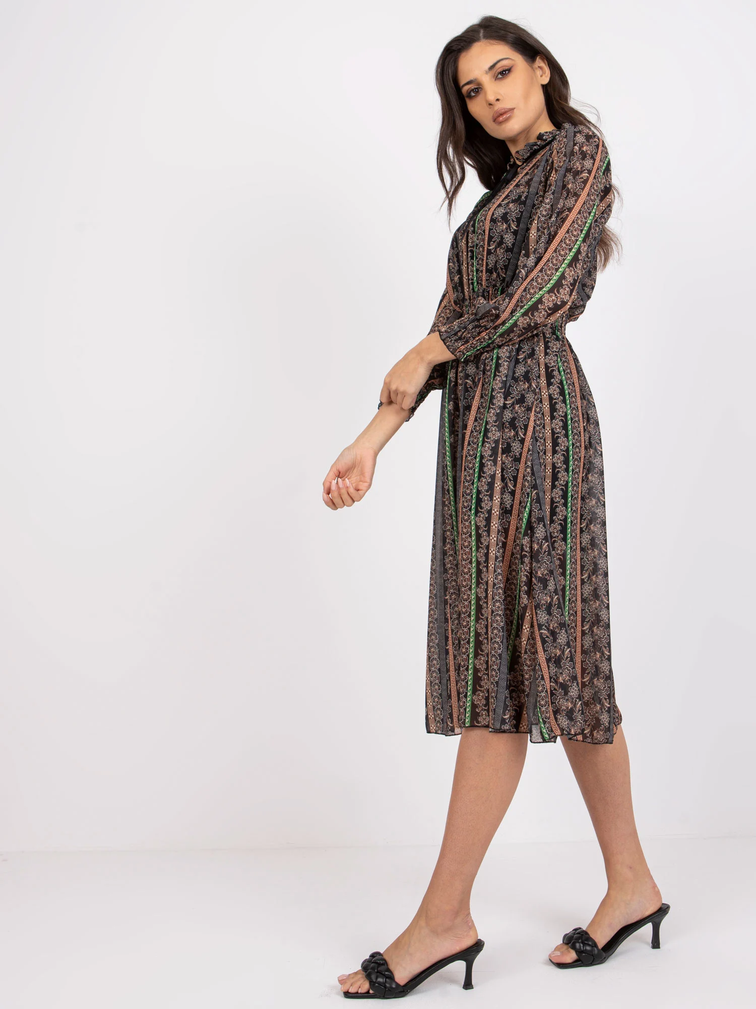 Rochie Dama Maxi, Rochie dreapta, ITALY MODA, Bej Eleganta Office - Image 2