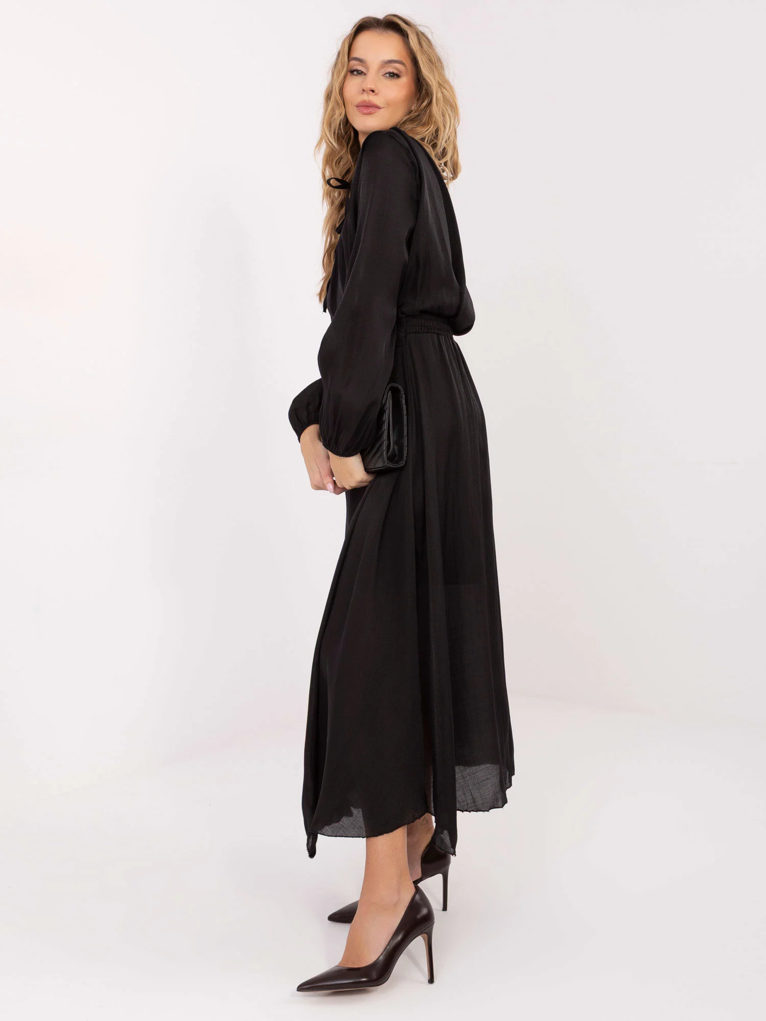 Rochie Dama Maxi, Lejera, RUE PARIS, Negru Eleganta Office - imagine 3