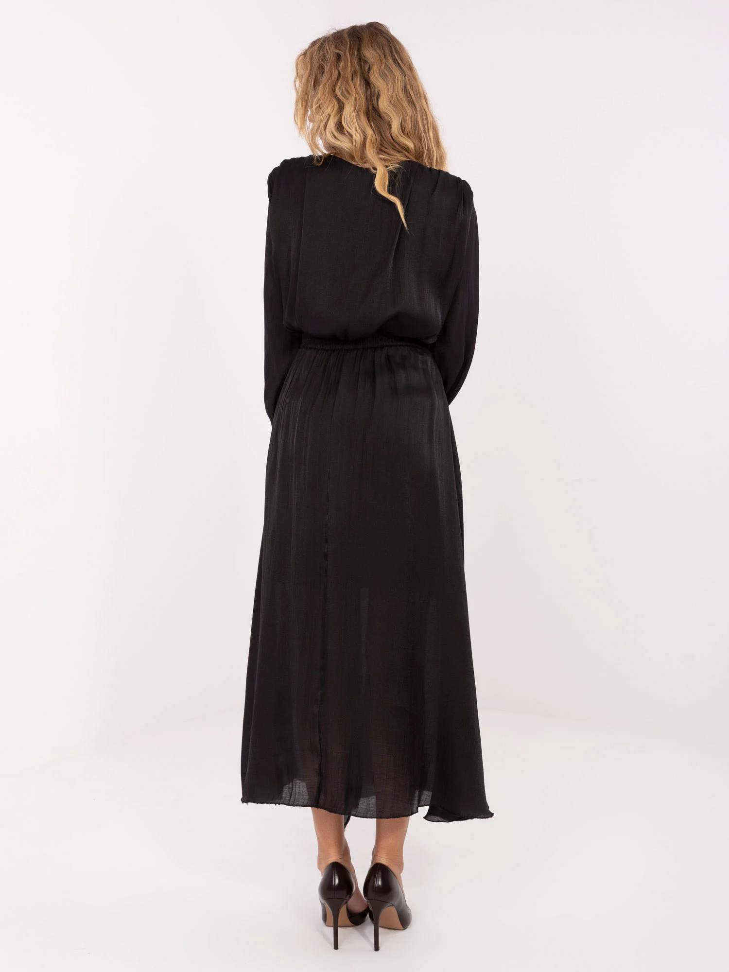 Rochie Dama Maxi, Lejera, RUE PARIS, Negru Eleganta Office - imagine 4