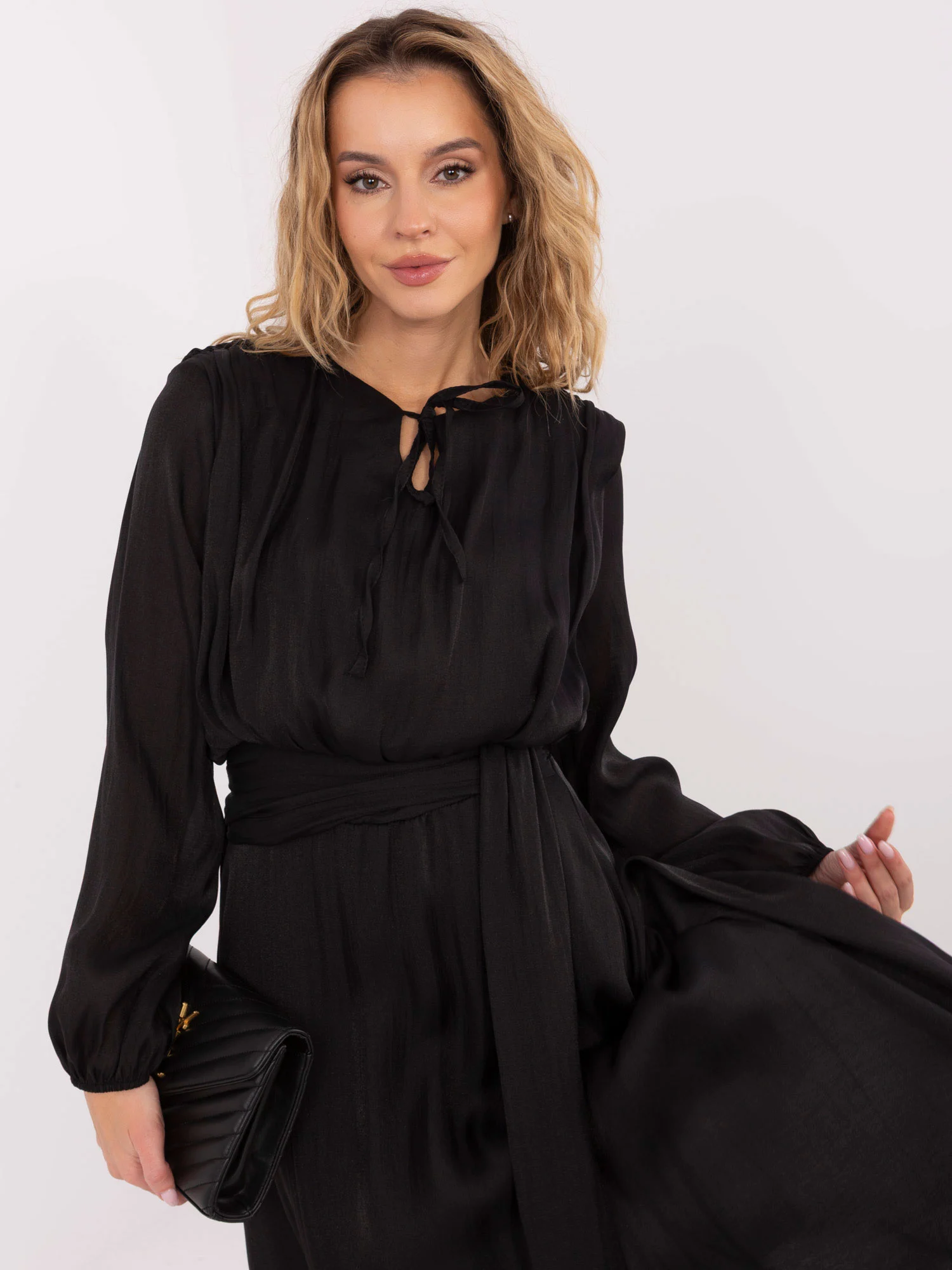 Rochie Dama Maxi, Lejera, RUE PARIS, Negru Eleganta Office - imagine 5