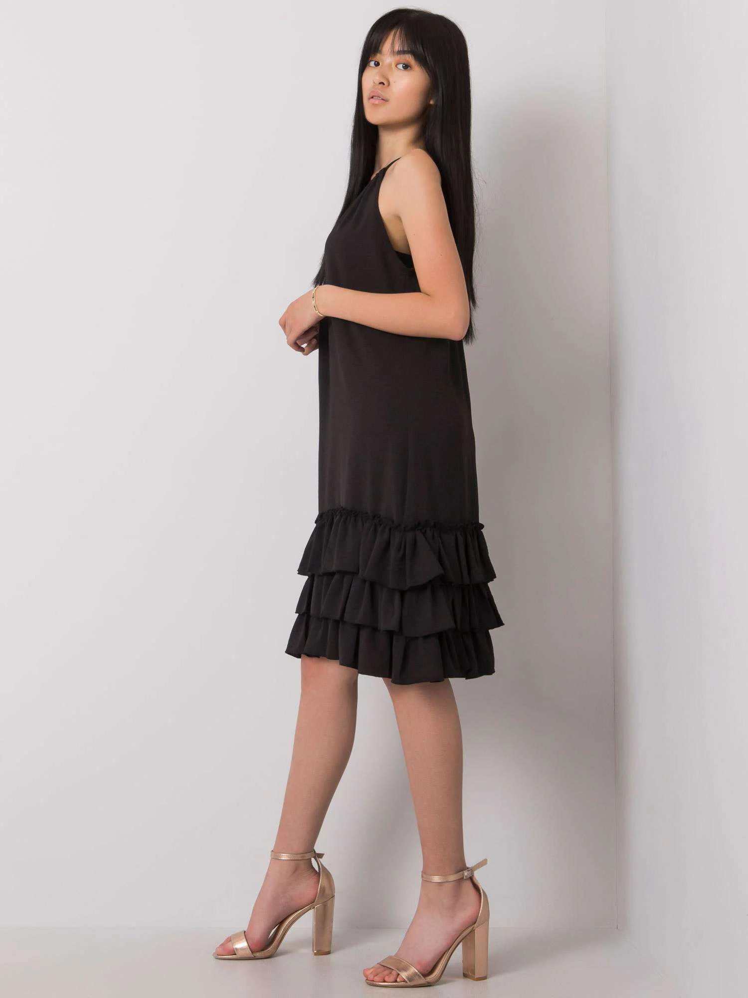 Rochie Dama Mini, Decolteu rotund, RUE PARIS, Negru de Ocazie Nunta - imagine 3