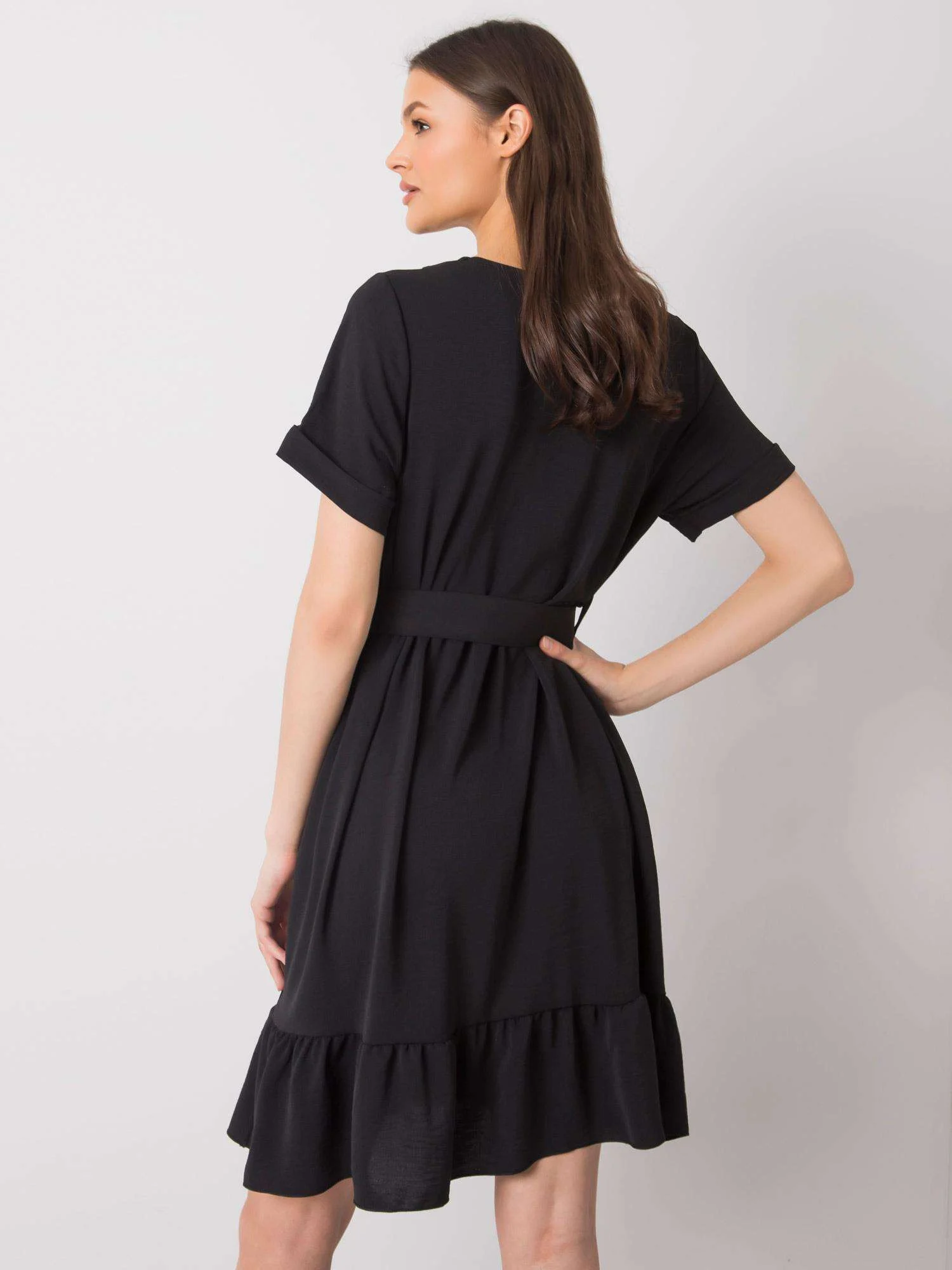 Rochie Dama Mini, Decolteu in V, ITALY MODA, Negru Casual - imagine 3