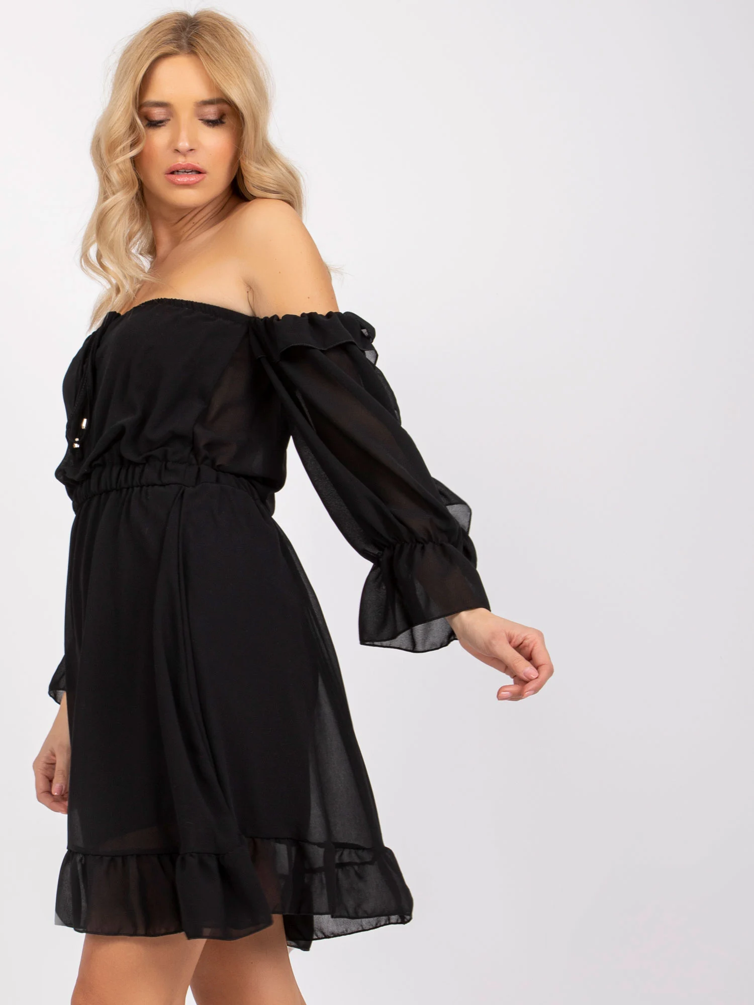 Rochie Dama Maneca 3/4, Rochie dreapta, Och Bella, Negru Eleganta Office - Image 4