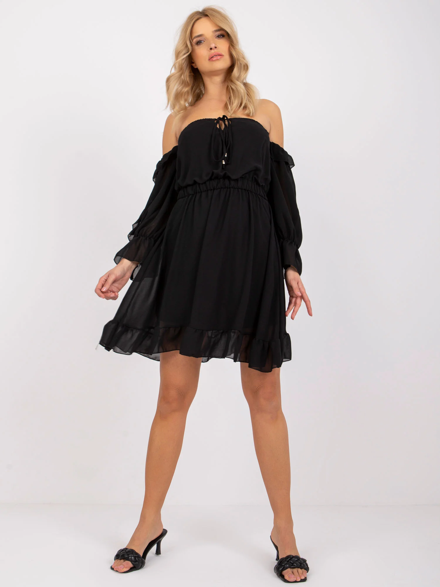 Rochie Dama Maneca 3/4, Rochie dreapta, Och Bella, Negru Eleganta Office - Image 3