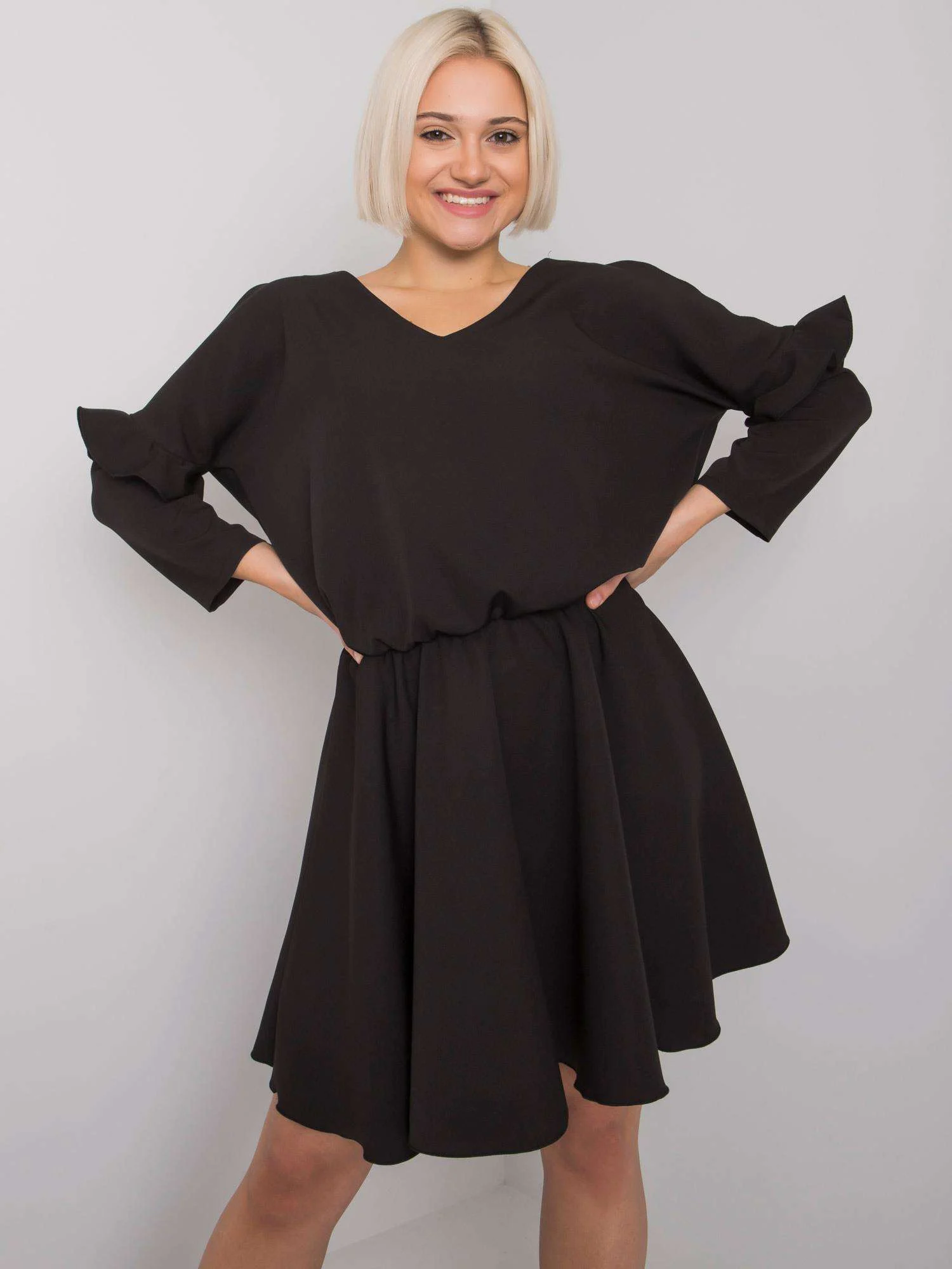 Rochie Dama Mini, Rochie dreapta, RUE PARIS, Negru Eleganta Office - imagine 3