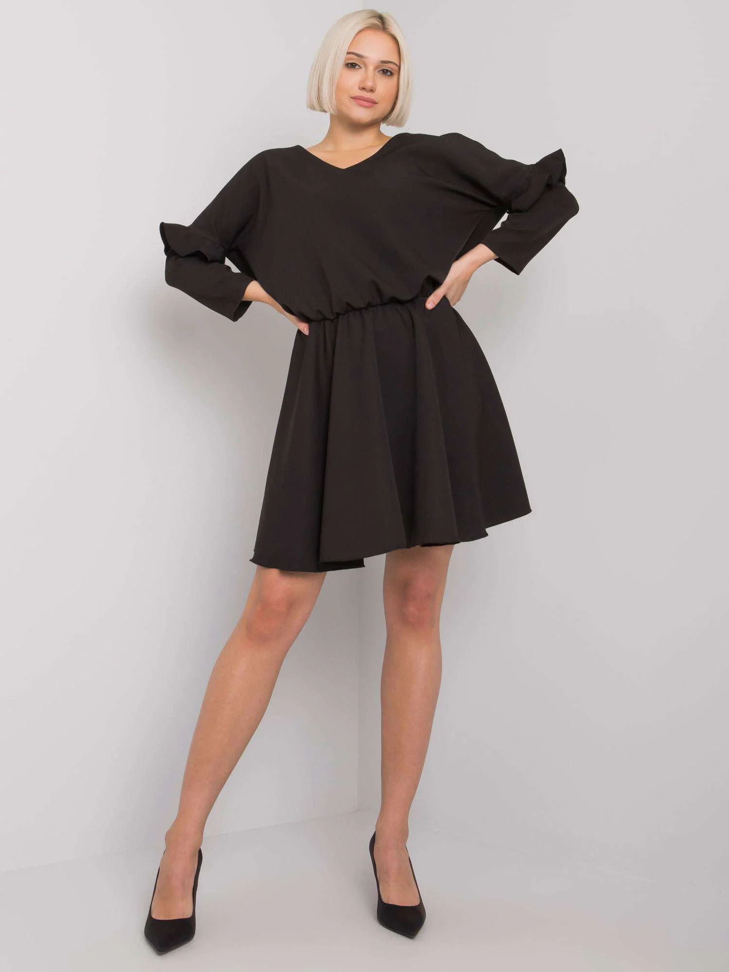Rochie Dama Mini, Rochie dreapta, RUE PARIS, Negru Eleganta Office - imagine 2