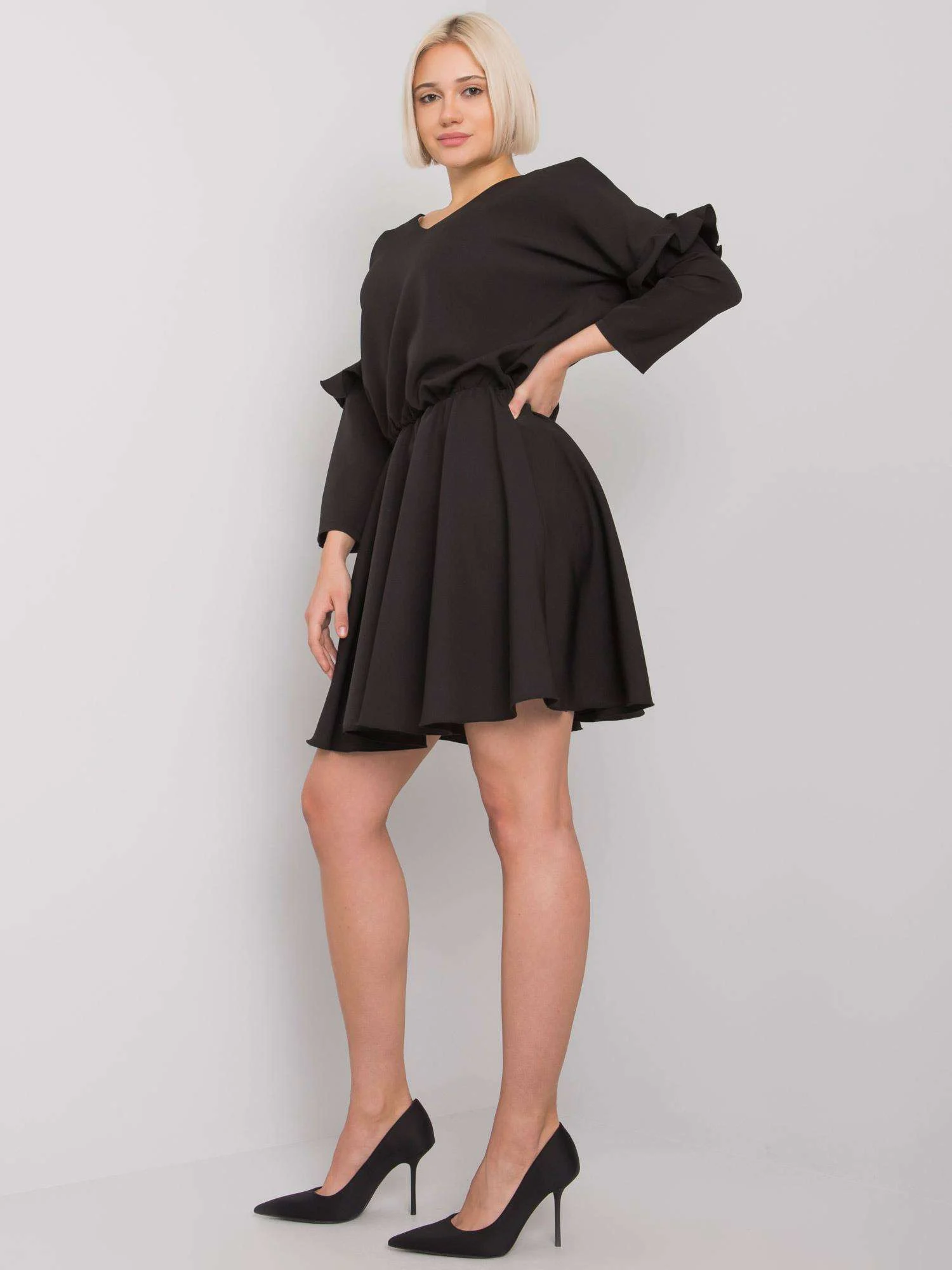 Rochie Dama Mini, Rochie dreapta, RUE PARIS, Negru Eleganta Office - imagine 4
