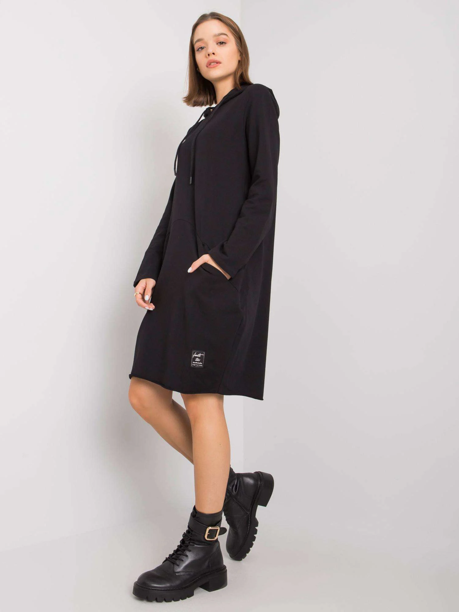 Rochie Dama Mini, Decolteu rotund, RELEVANCE, Negru Eleganta Office - imagine 3