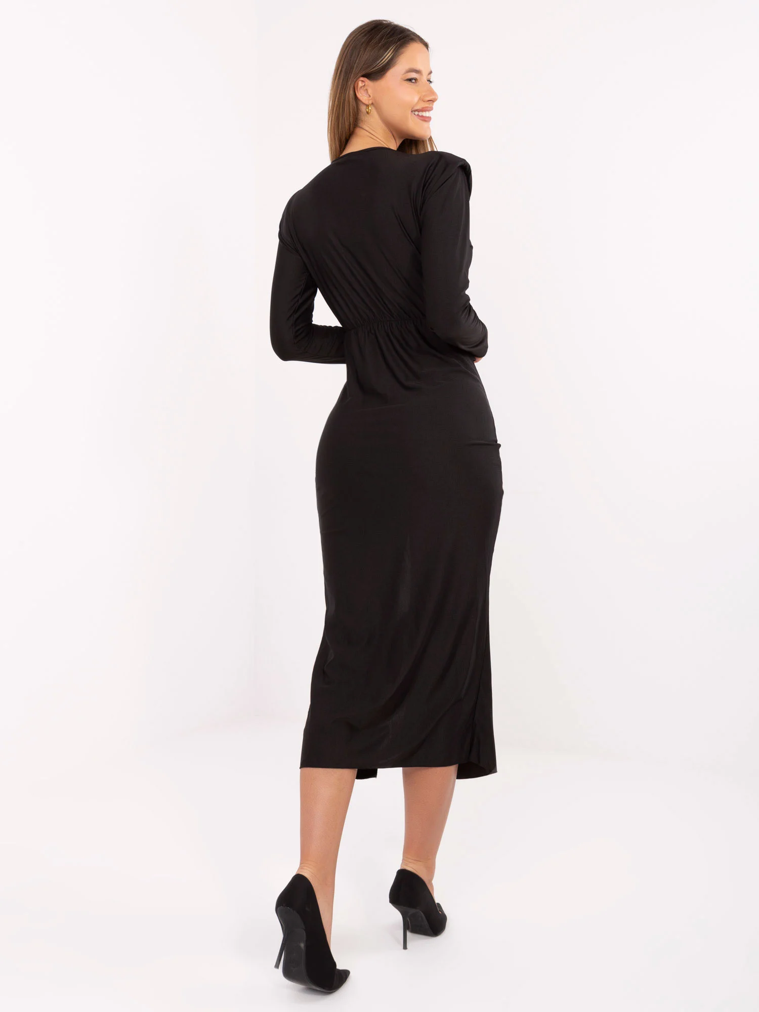 Rochie Dama Maxi, Petrecuta, ITALY MODA, Negru de Seara - imagine 5