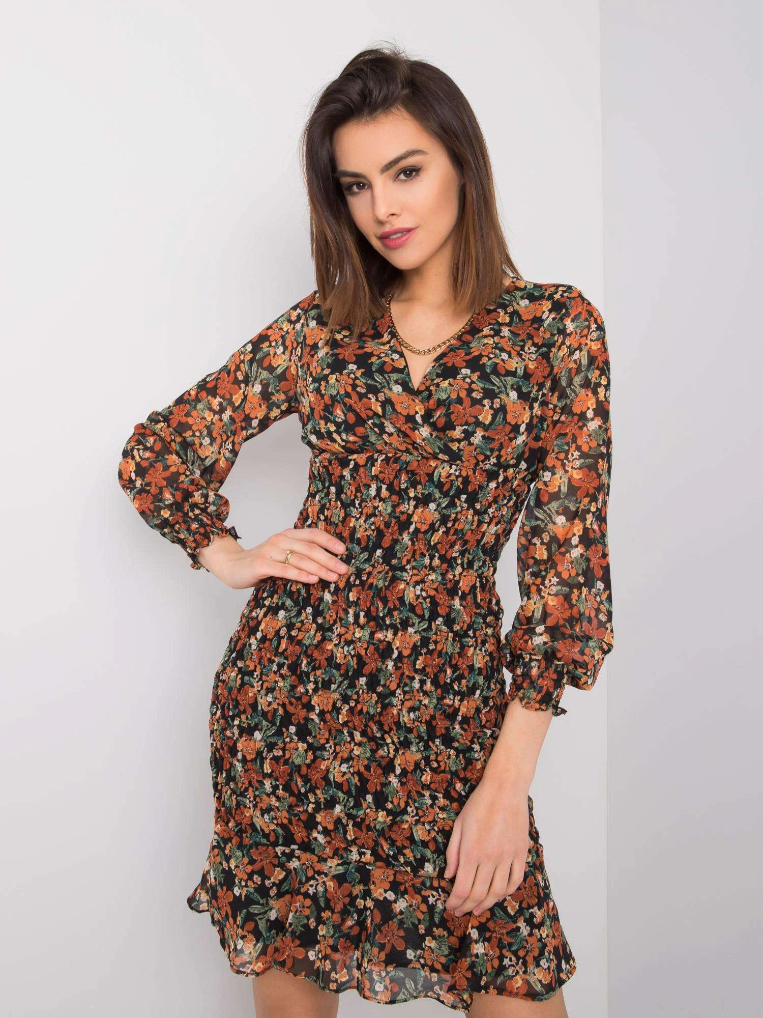 Rochie Dama Mini, Floral, RUE PARIS, Bej Eleganta Office - imagine 3