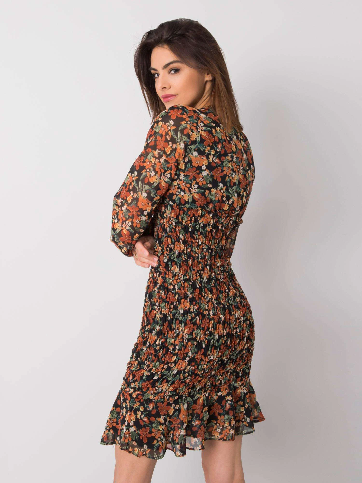 Rochie Dama Mini, Floral, RUE PARIS, Bej Eleganta Office - imagine 6