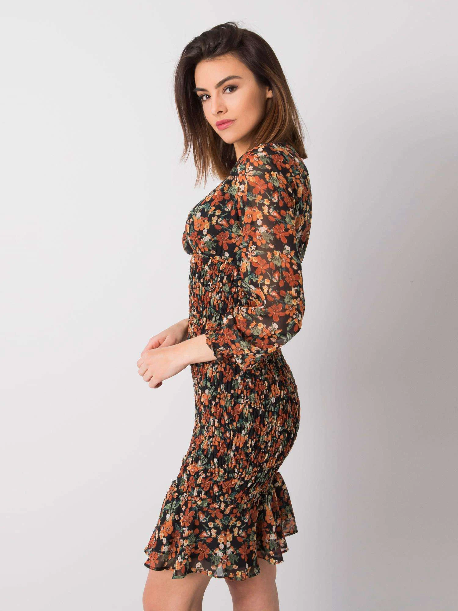 Rochie Dama Mini, Floral, RUE PARIS, Bej Eleganta Office - imagine 2