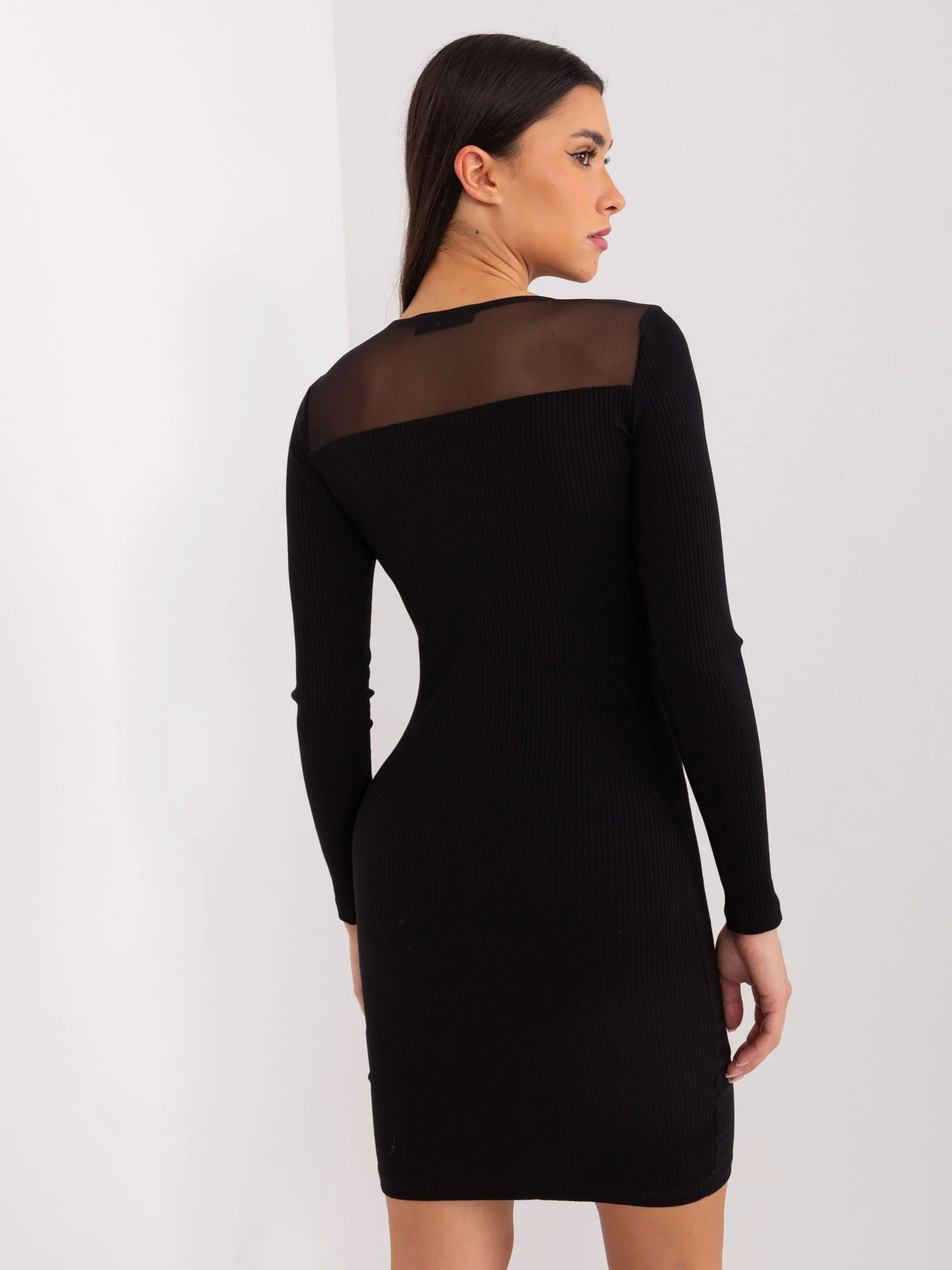 Rochie Dama Mini, Decolteu rotund, BASIC FEEL GOOD, Negru Casual - imagine 4
