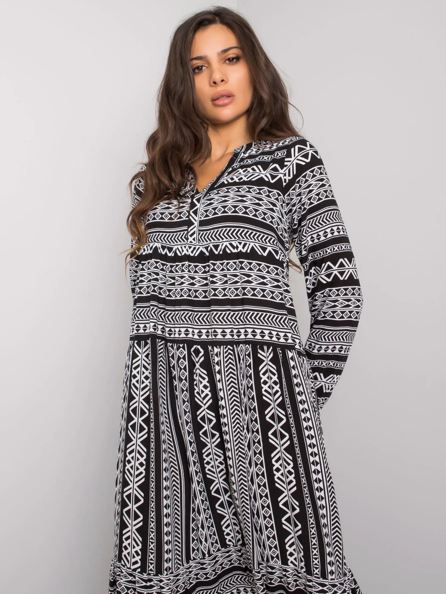 Rochie Dama Maxi, Geometric, EIGHT 2 NINE, Alb Eleganta Office - Image 4