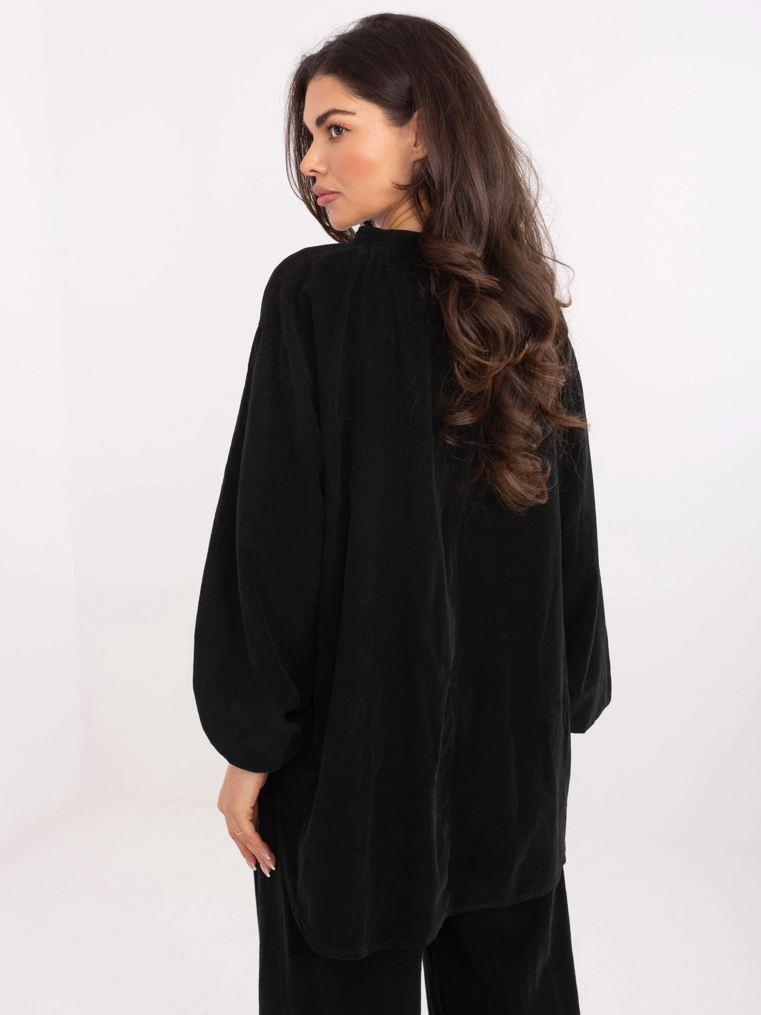 Camasa Dama Maneca lunga, Decolteu in V, ITALY MODA, Negru Casual - imagine 5