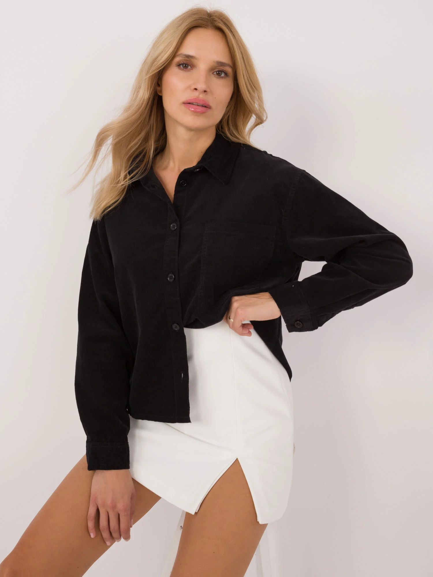 Camasa Dama Maneca lunga, Guler inalt, Sublevel, Negru Eleganta Office - imagine 5