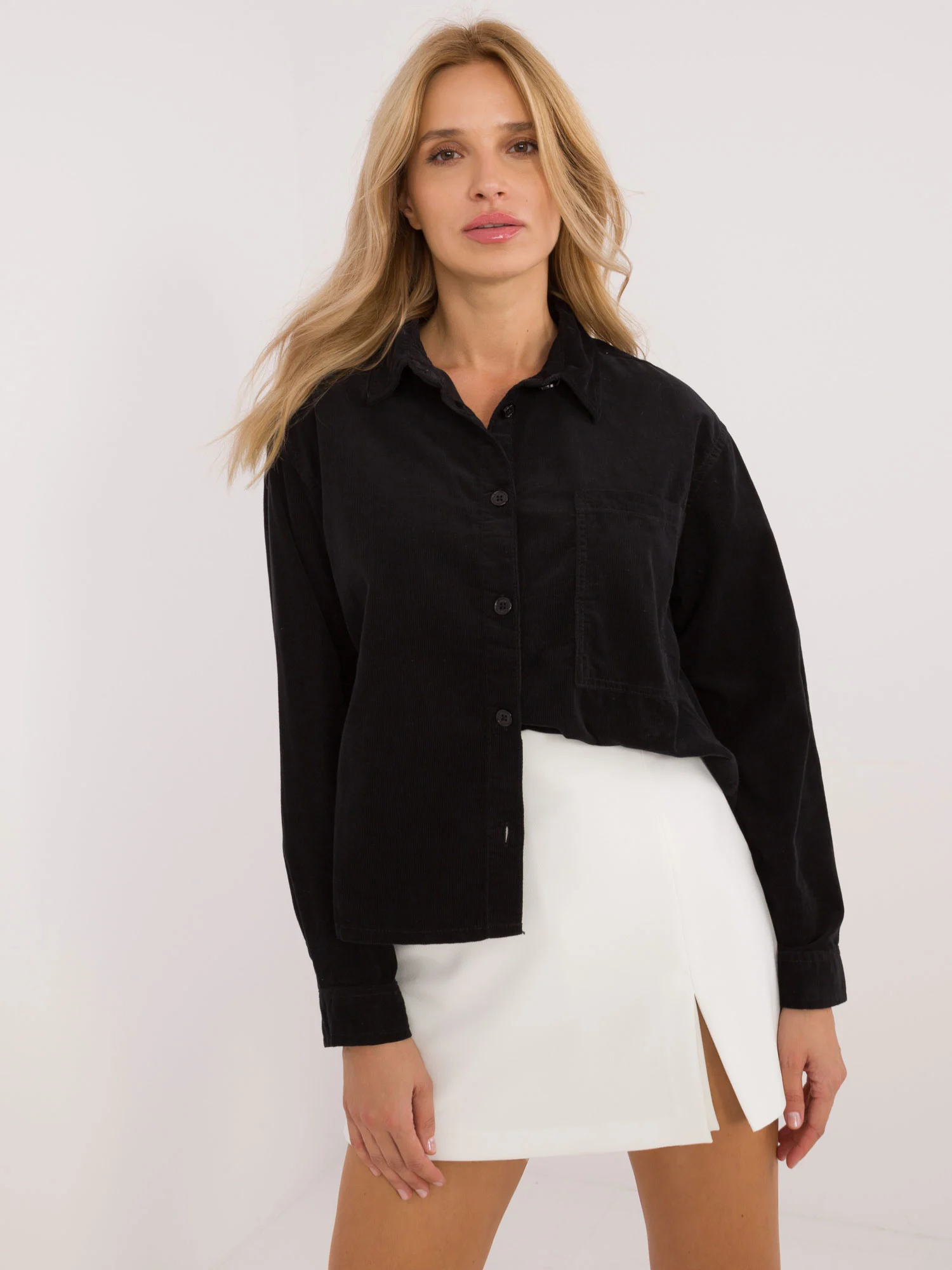 Camasa Dama Maneca lunga, Guler inalt, Sublevel, Negru Eleganta Office - imagine 6