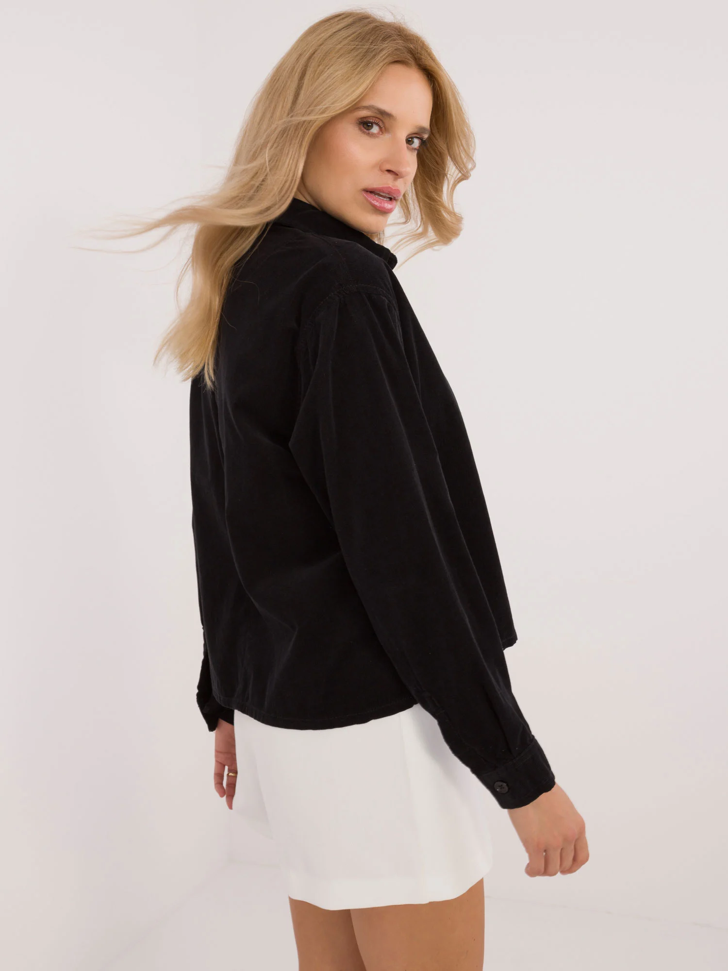 Camasa Dama Maneca lunga, Guler inalt, Sublevel, Negru Eleganta Office - imagine 2