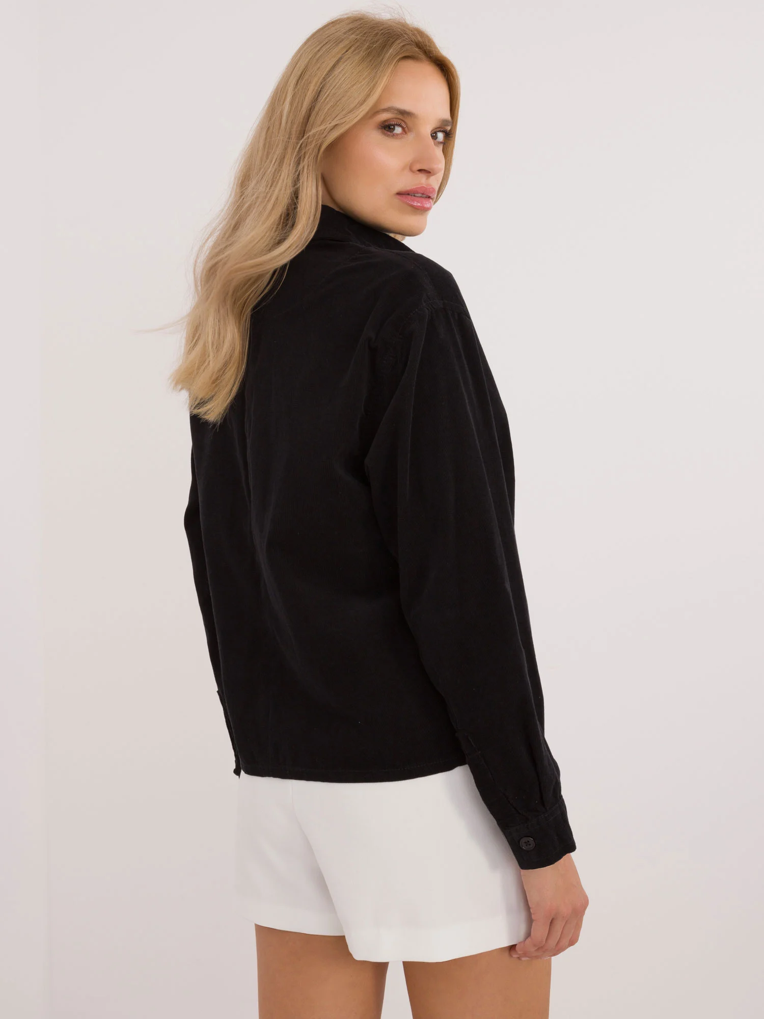 Camasa Dama Maneca lunga, Guler inalt, Sublevel, Negru Eleganta Office - imagine 3