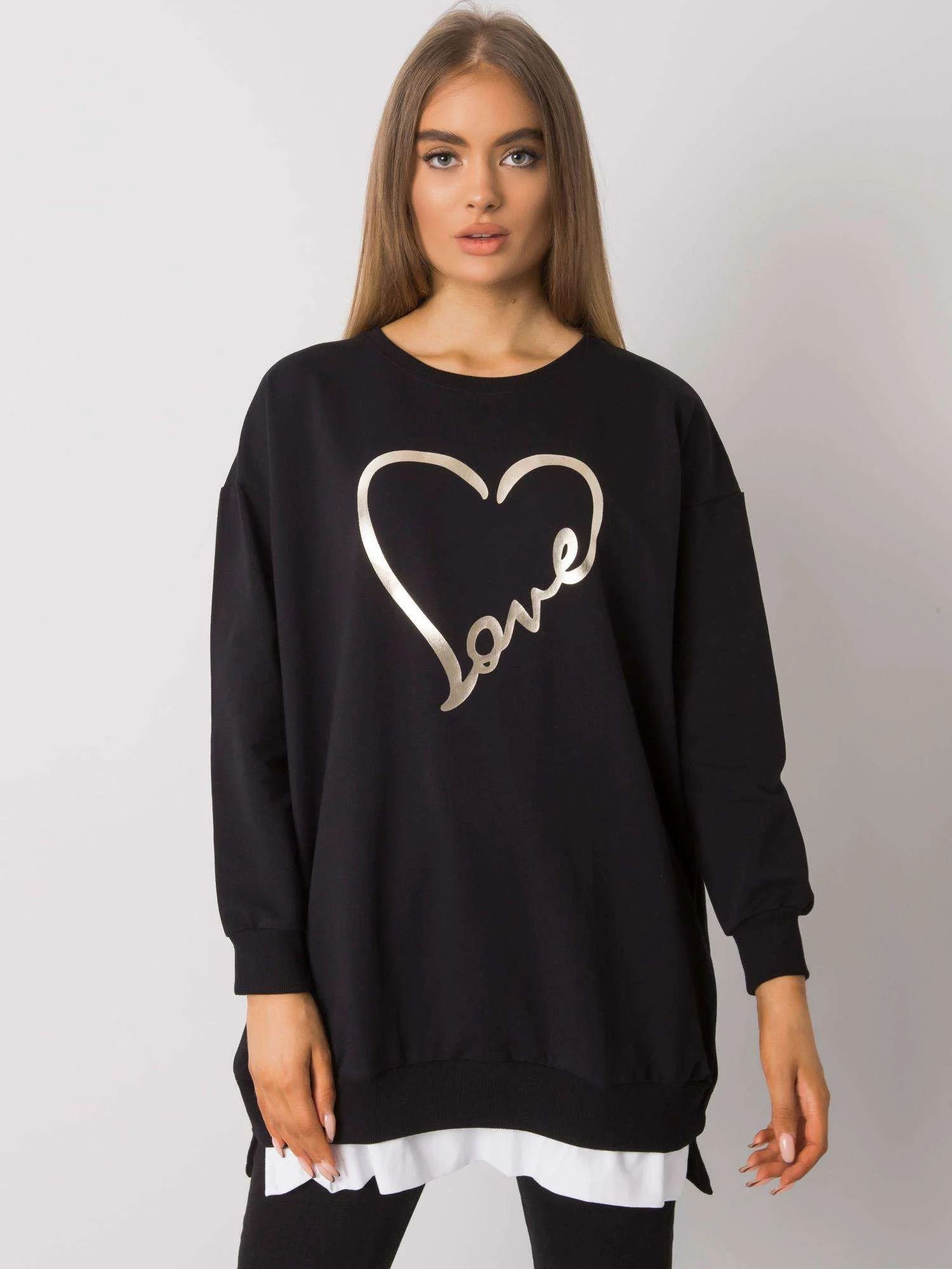Tunica Dama Maxi, Imprimat, RUE PARIS, Negru - imagine 5