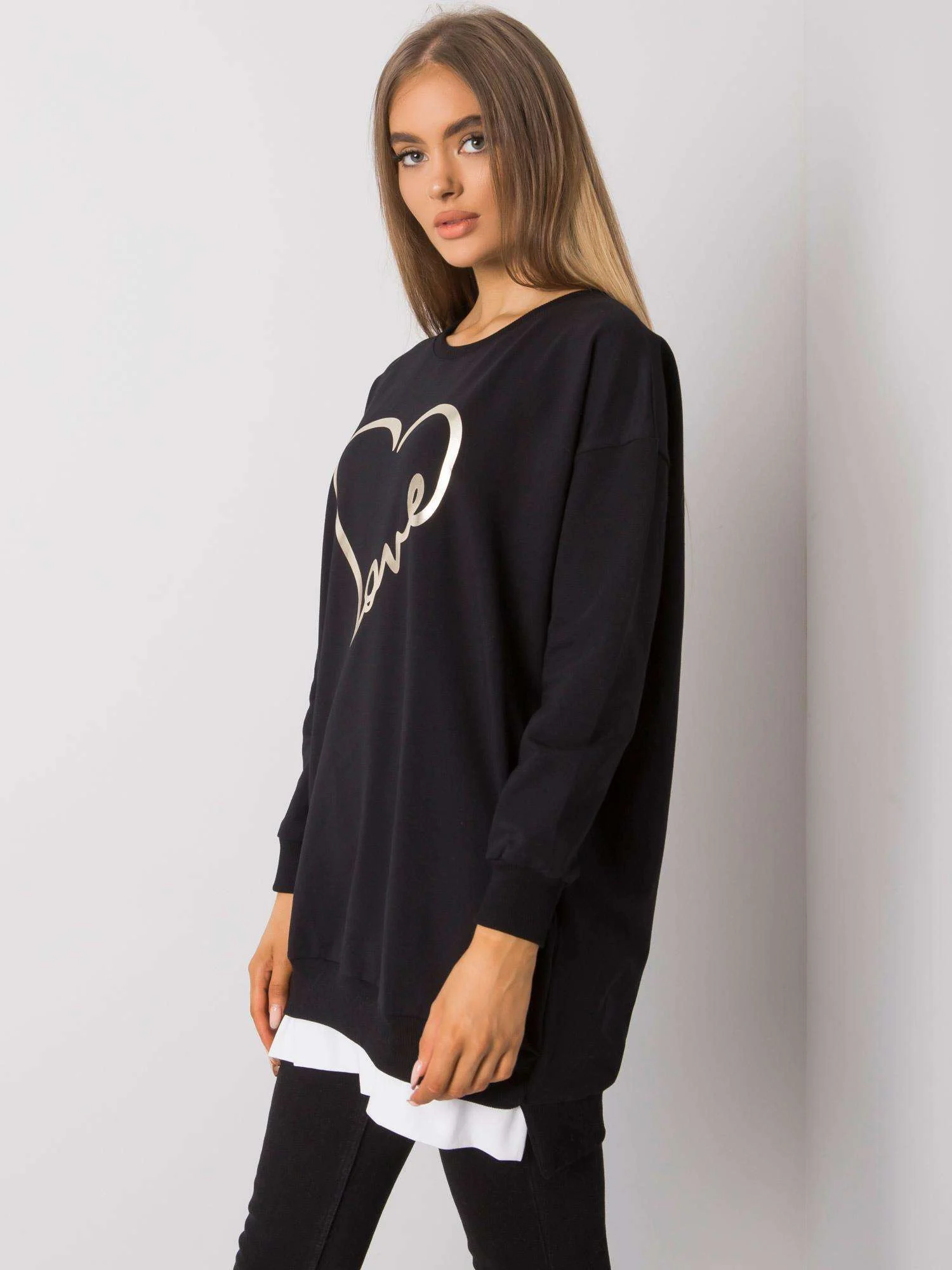 Tunica Dama Maxi, Imprimat, RUE PARIS, Negru - imagine 2
