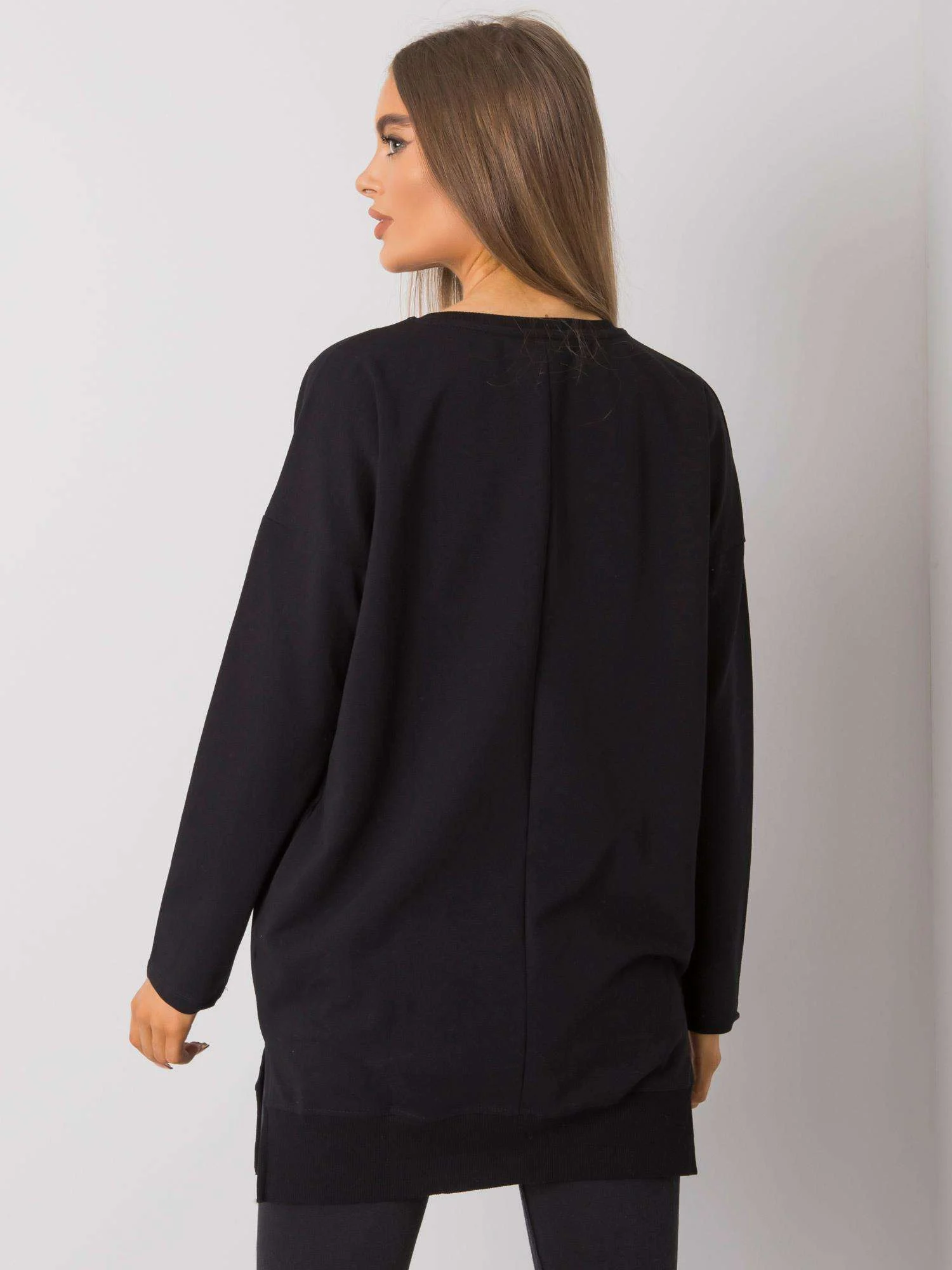 Tunica Dama Maneca lunga, Imprimat, RUE PARIS, Negru Model RV-TU-7201.43P - imagine 3