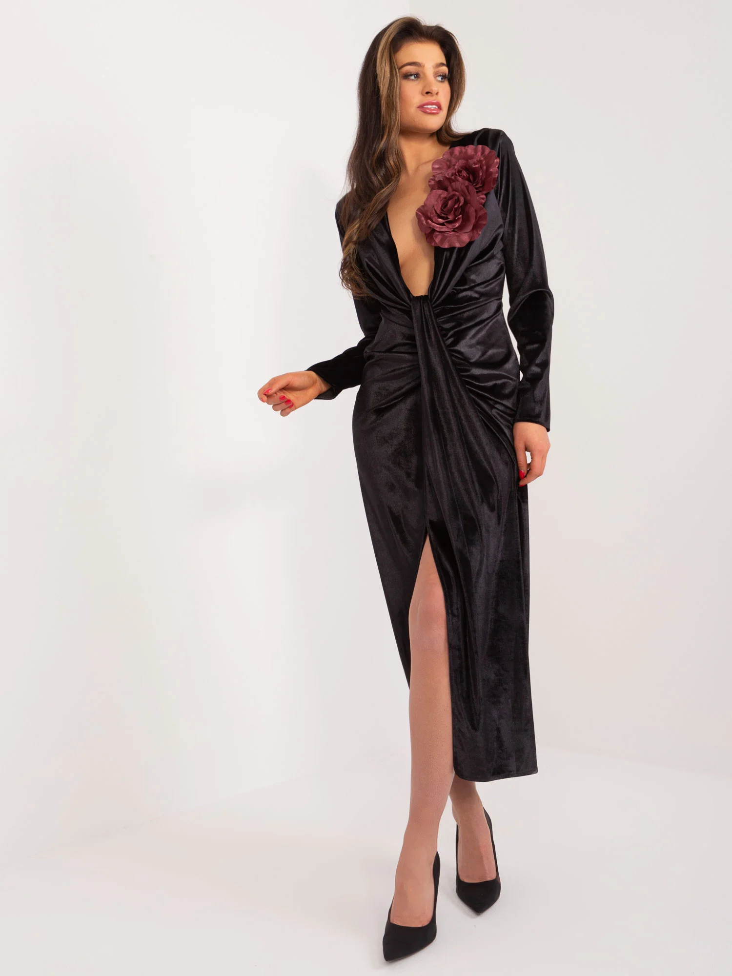 Rochie Dama Maxi, Rochie dreapta, LAKERTA, Negru de Seara - imagine 4