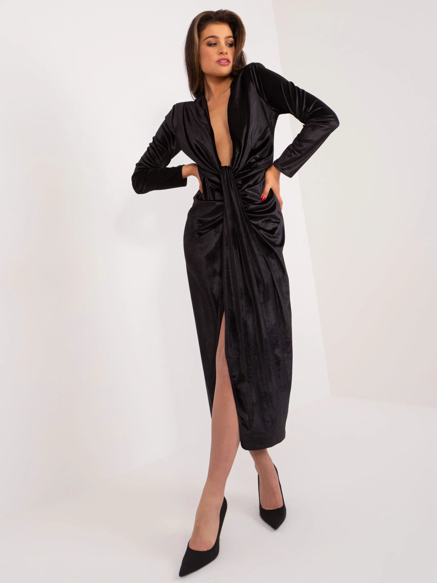 Rochie Dama Maxi, Rochie dreapta, LAKERTA, Negru de Seara - imagine 8